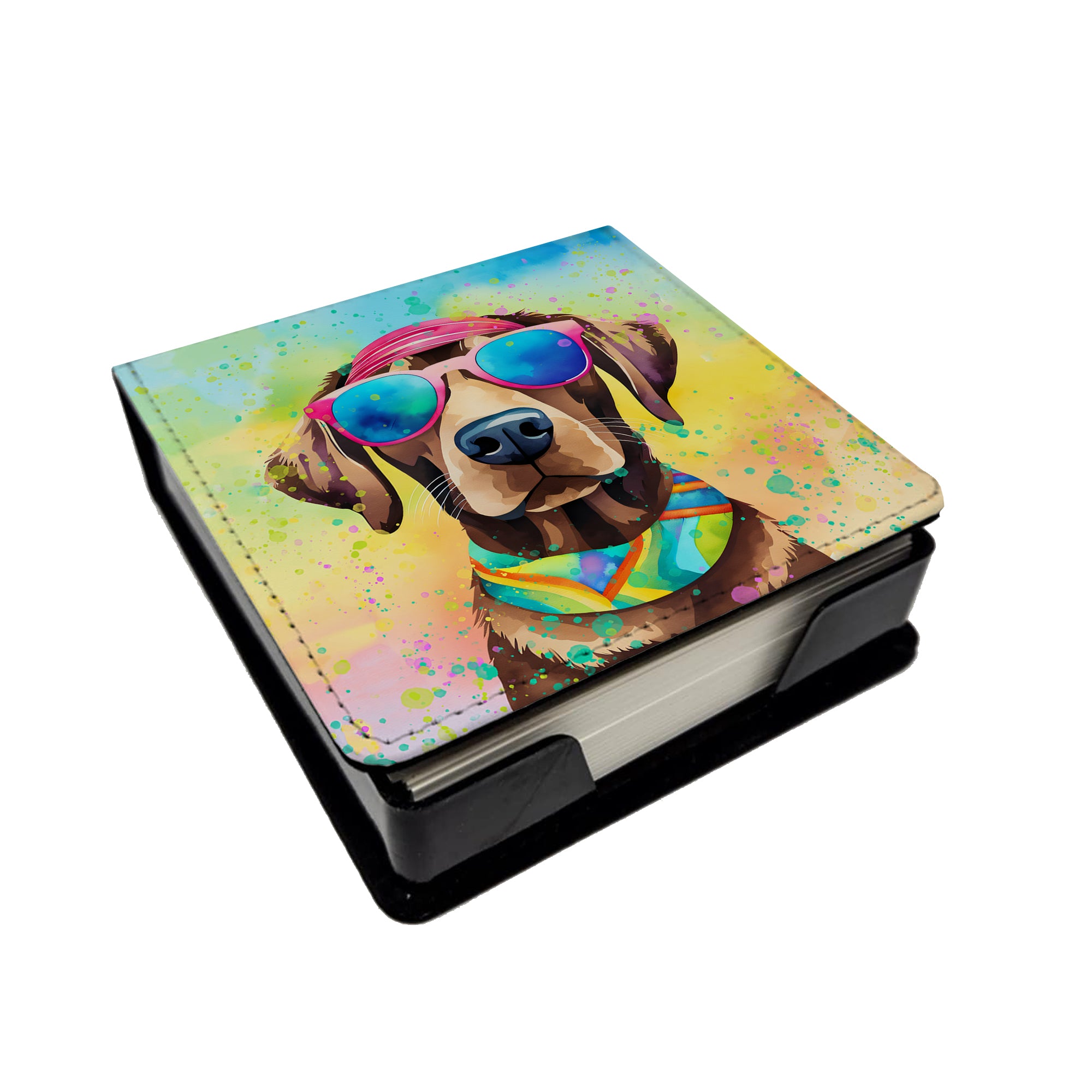 Caroline's Treasures Chocolate Labrador Hippie Dawg PU Leather Note Paper Holder