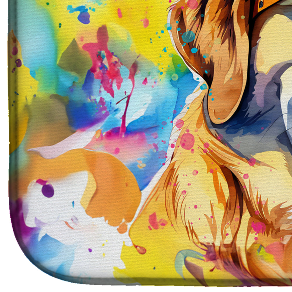 Caroline's Treasures Yellow Labrador Hippie Dawg Dish Drying Mat