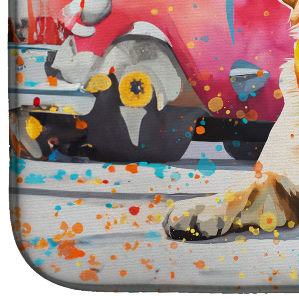 Caroline's Treasures Yellow Labrador Hippie Dawg Dish Drying Mat