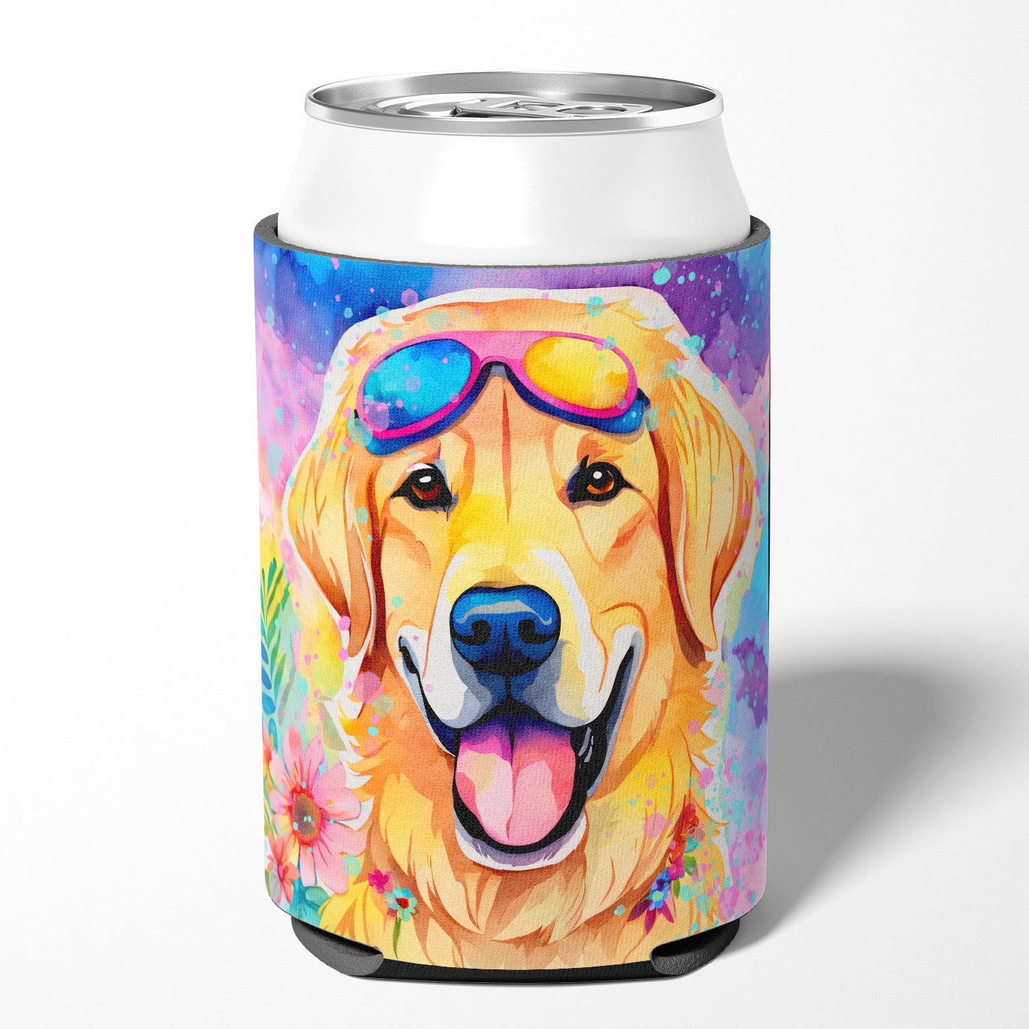 Yellow Labrador Hippie Dawg Can or Bottle Hugger