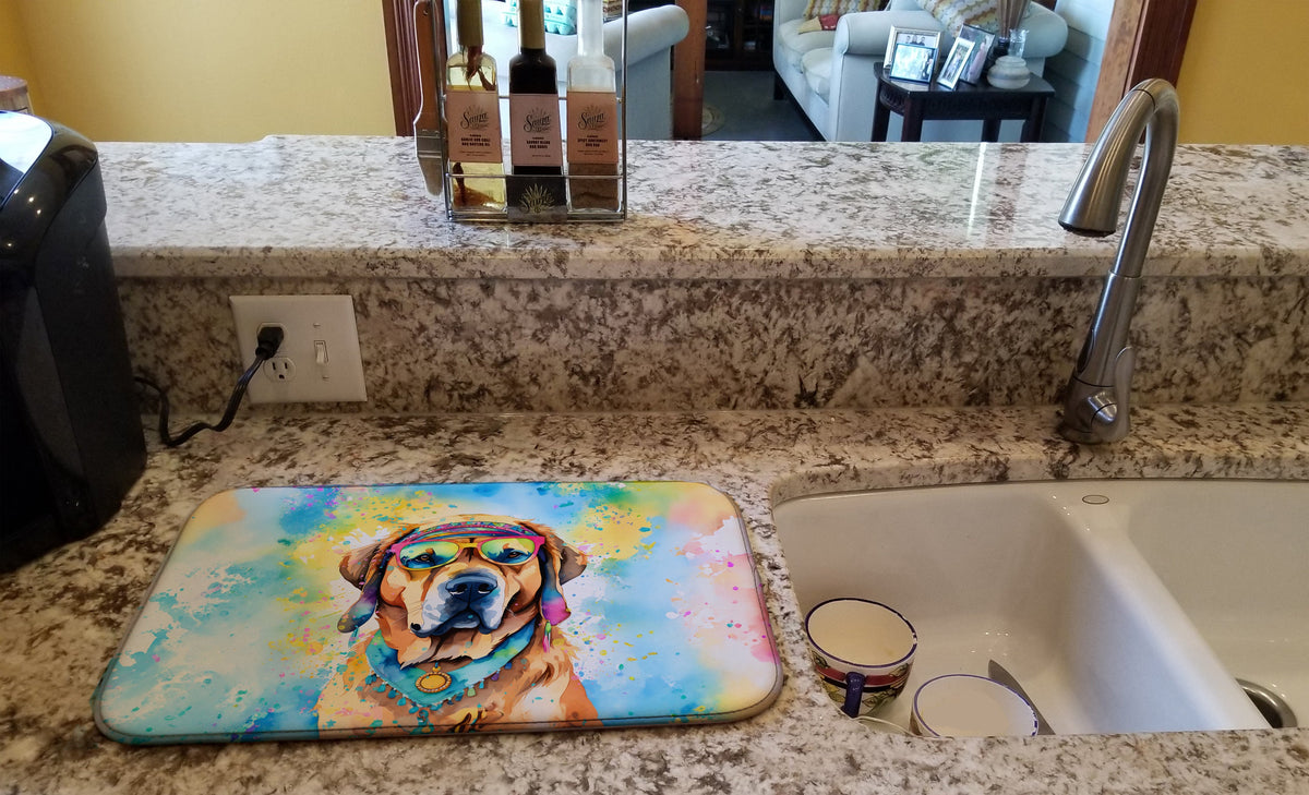 Caroline's Treasures Mastiff Hippie Dawg Dish Drying Mat