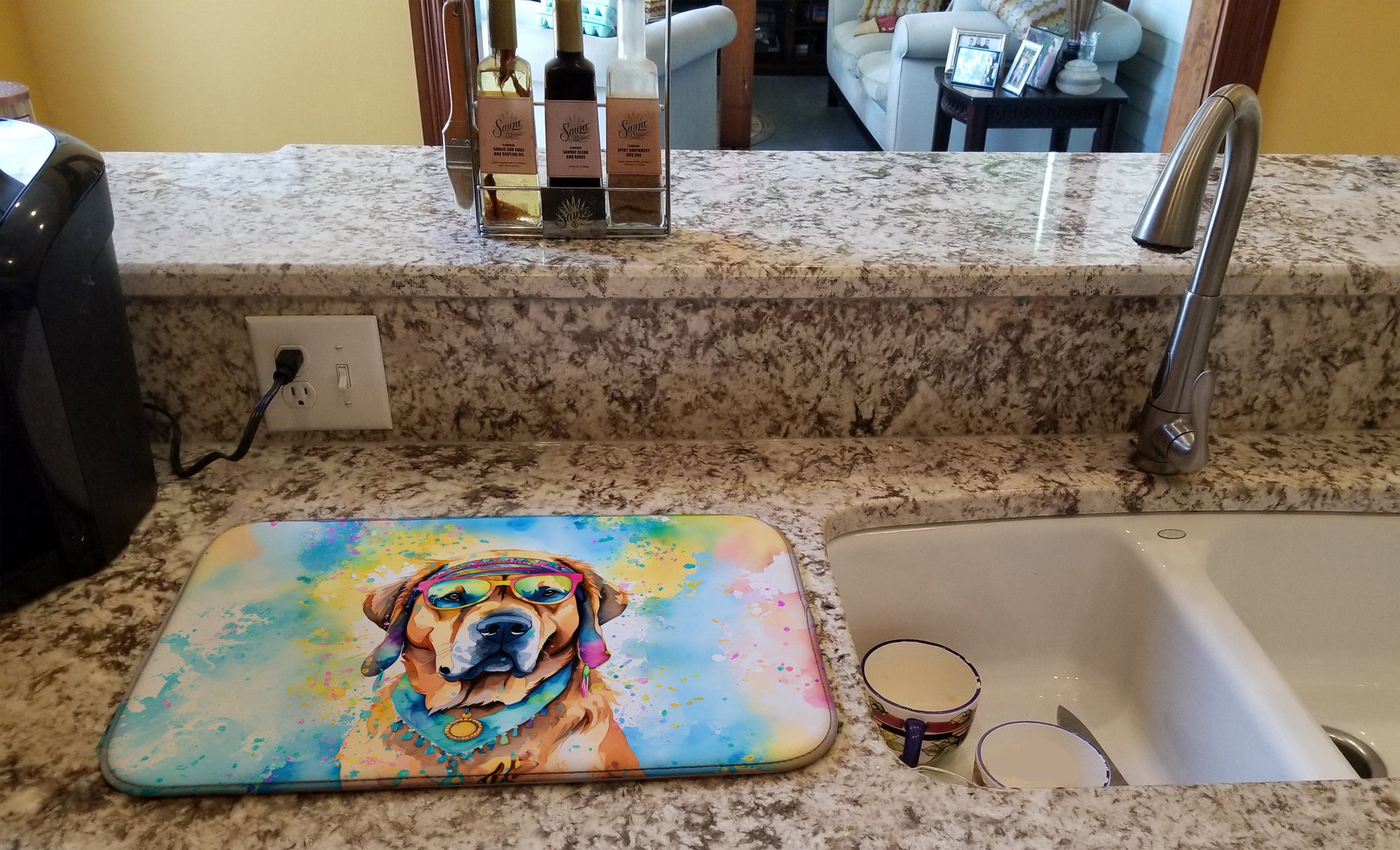 Caroline's Treasures Mastiff Hippie Dawg Dish Drying Mat