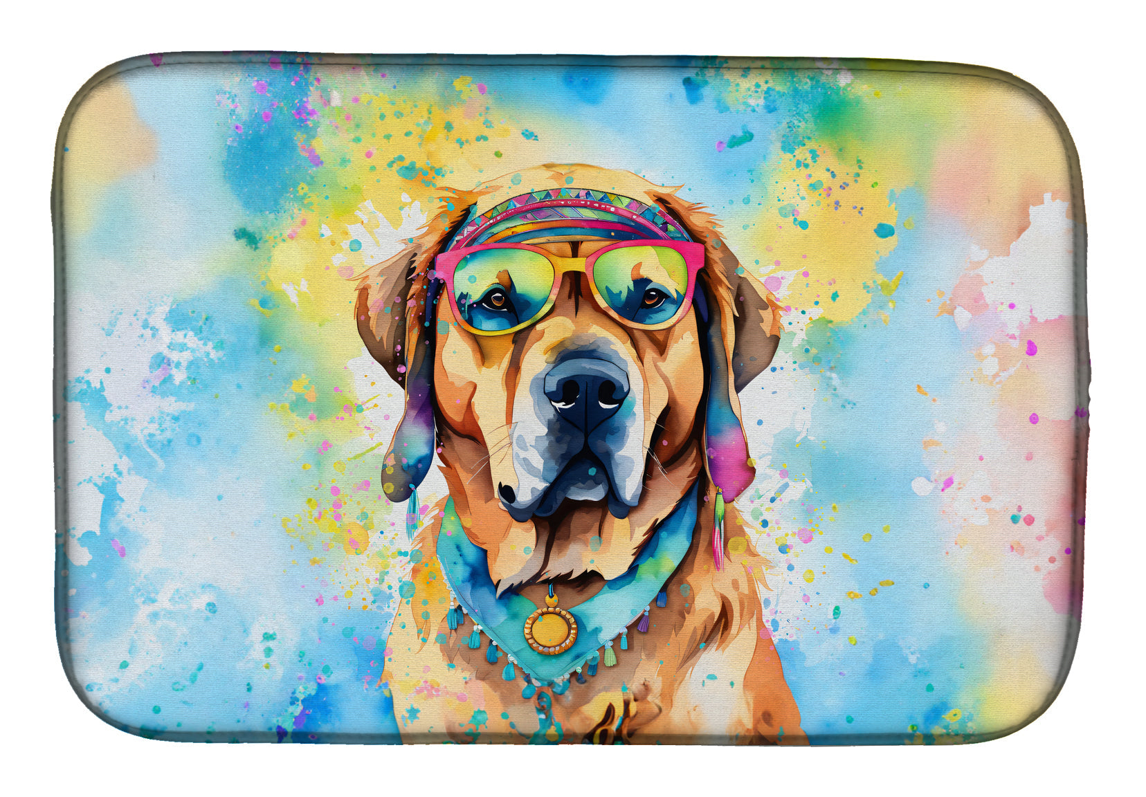 Caroline's Treasures Mastiff Hippie Dawg Dish Drying Mat