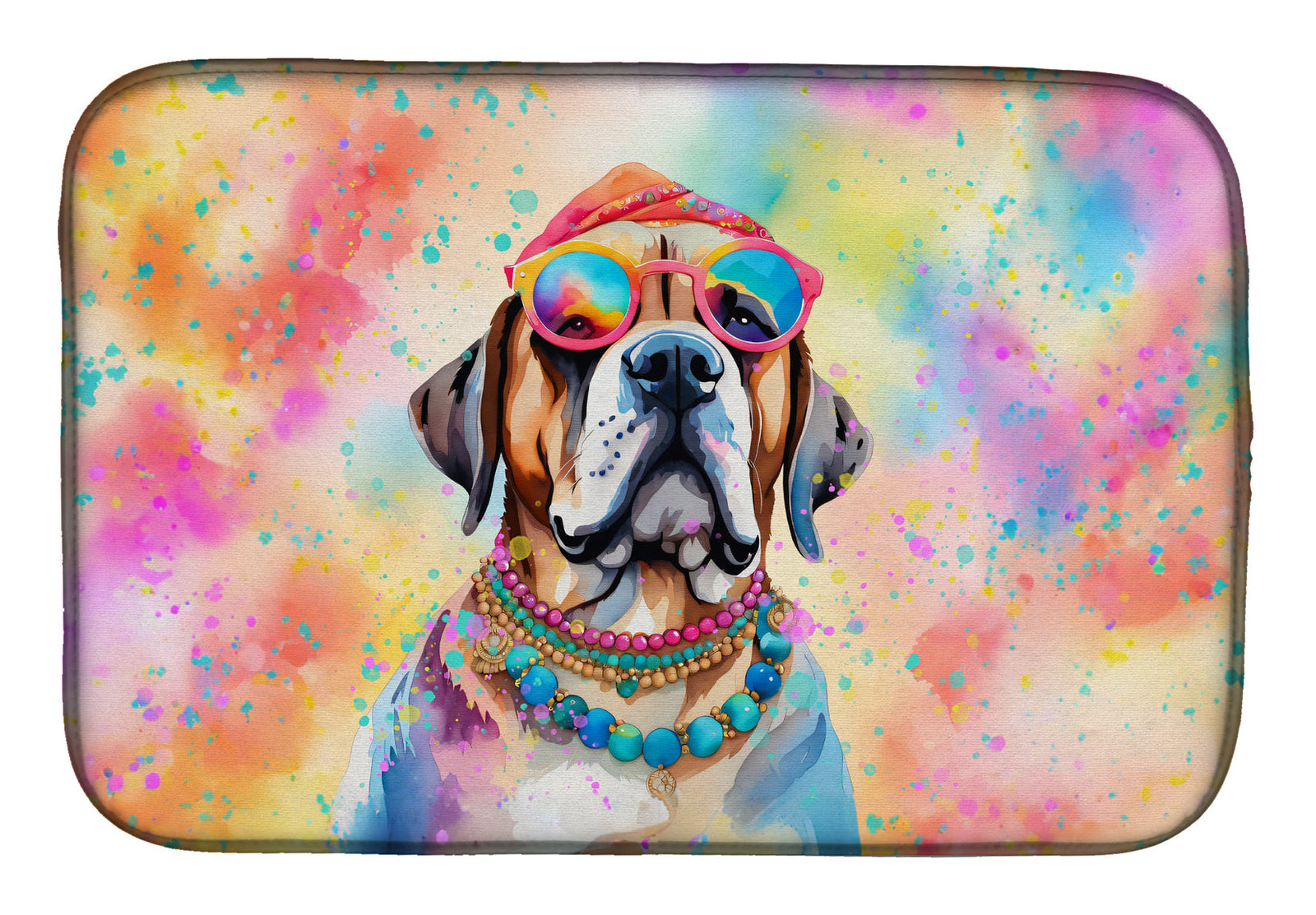 Caroline's Treasures Mastiff Hippie Dawg Dish Drying Mat