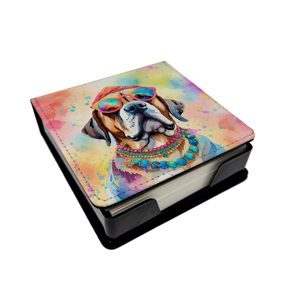 Caroline's Treasures Mastiff Hippie Dawg PU Leather Note Paper Holder