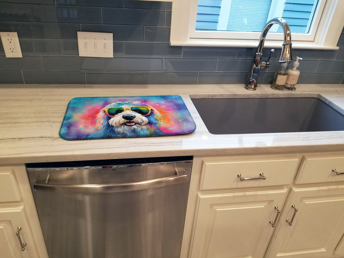 Caroline's Treasures Old English Sheepdog Hippie Dawg Dish Drying Mat