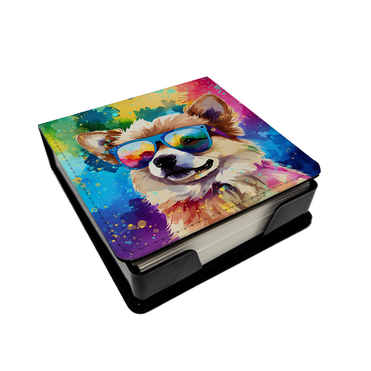 Caroline's Treasures Pomeranian Hippie Dawg PU Leather Note Paper Holder
