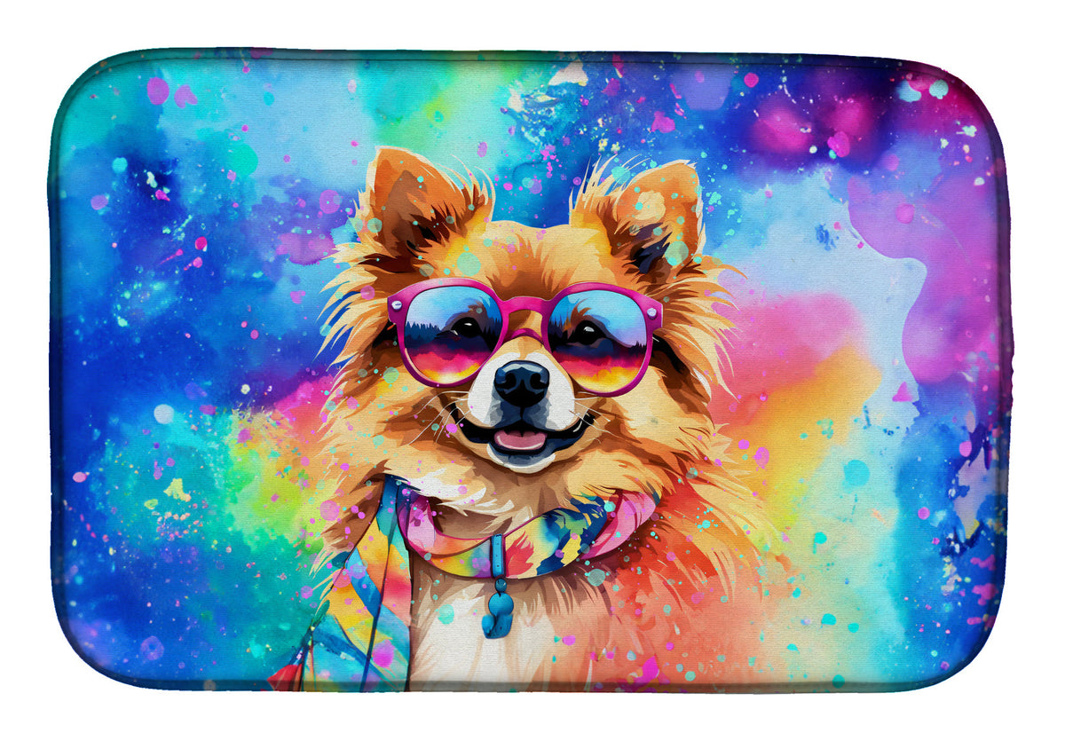 Caroline's Treasures Pomeranian Hippie Dawg Dish Drying Mat