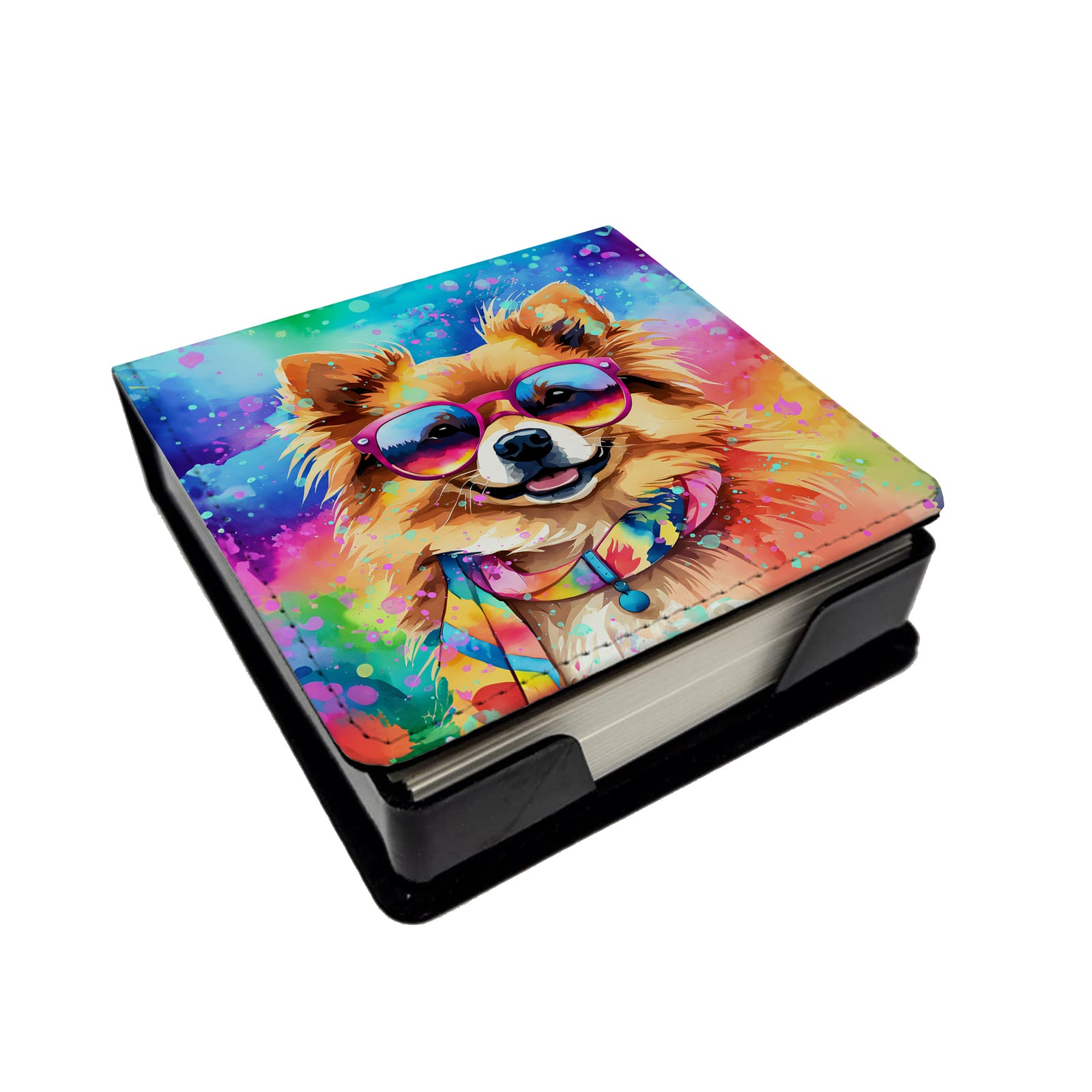Caroline's Treasures Pomeranian Hippie Dawg PU Leather Note Paper Holder