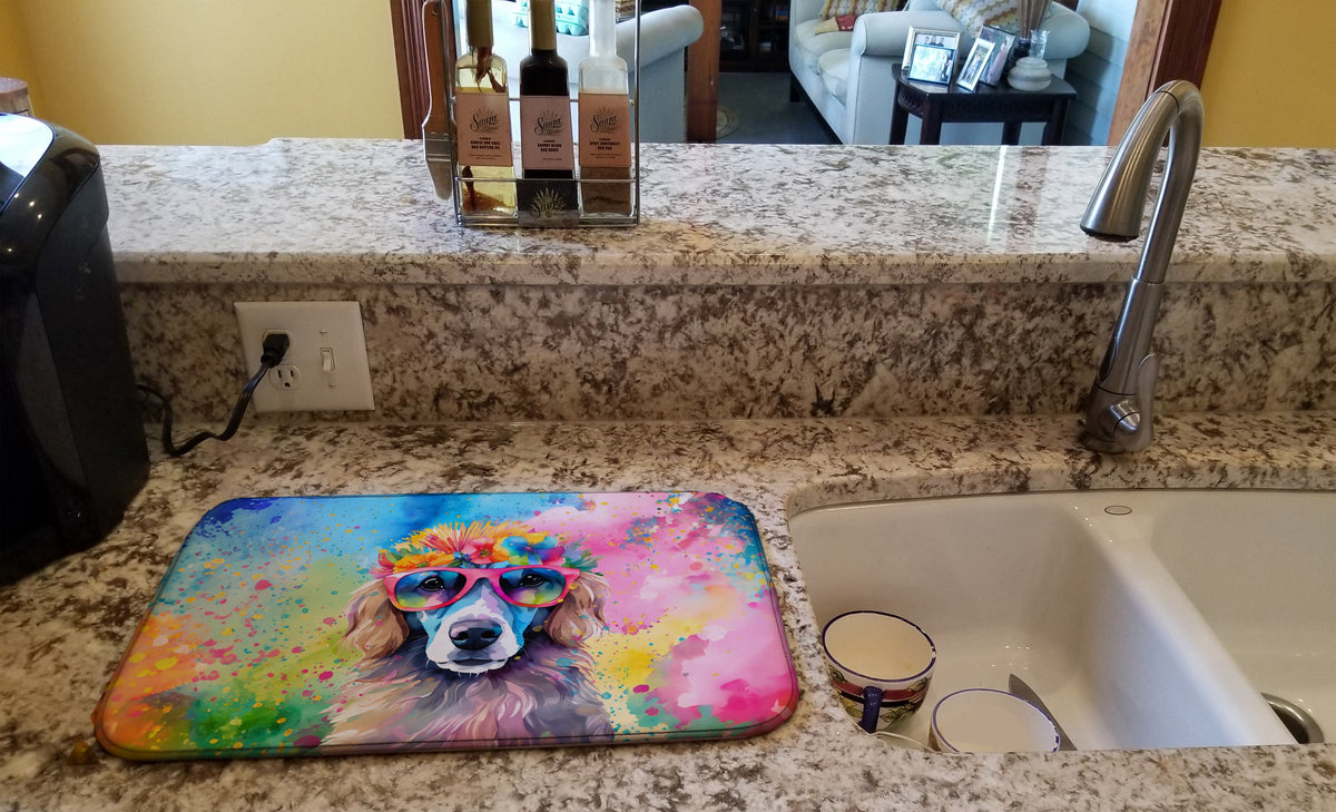Caroline's Treasures Poodle Hippie Dawg Dish Drying Mat