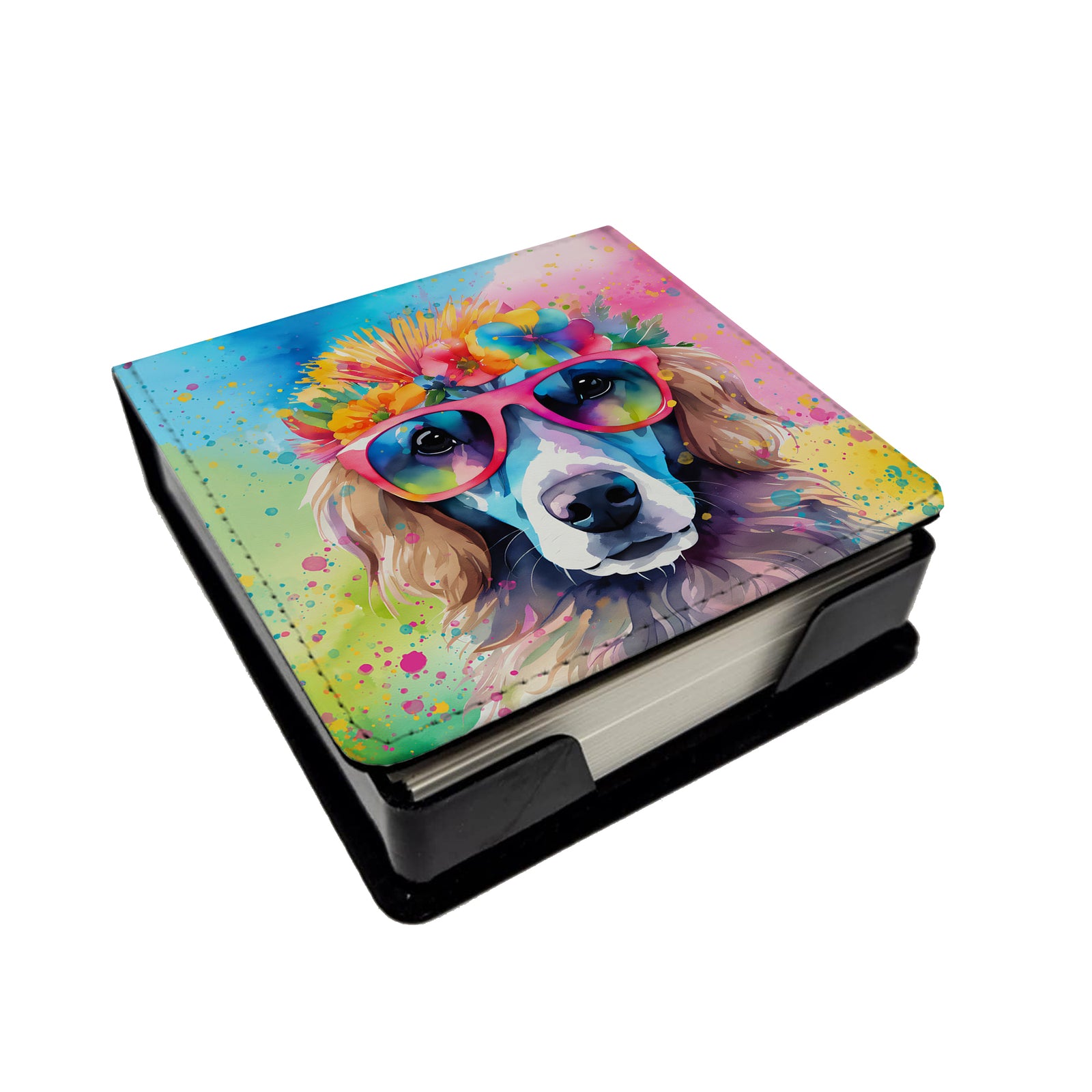Caroline's Treasures Poodle Hippie Dawg PU Leather Note Paper Holder