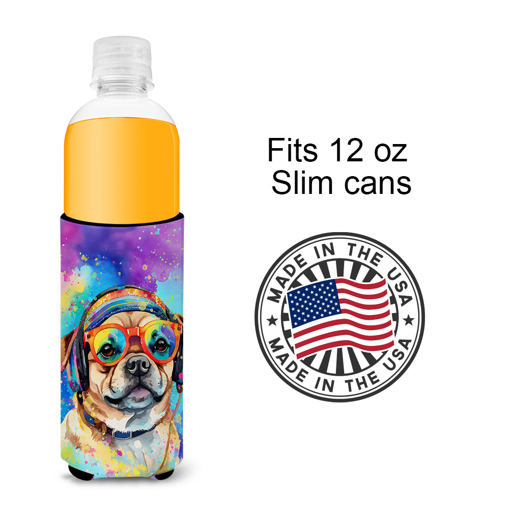 Pug Hippie Dawg Hugger for Ultra Slim Cans