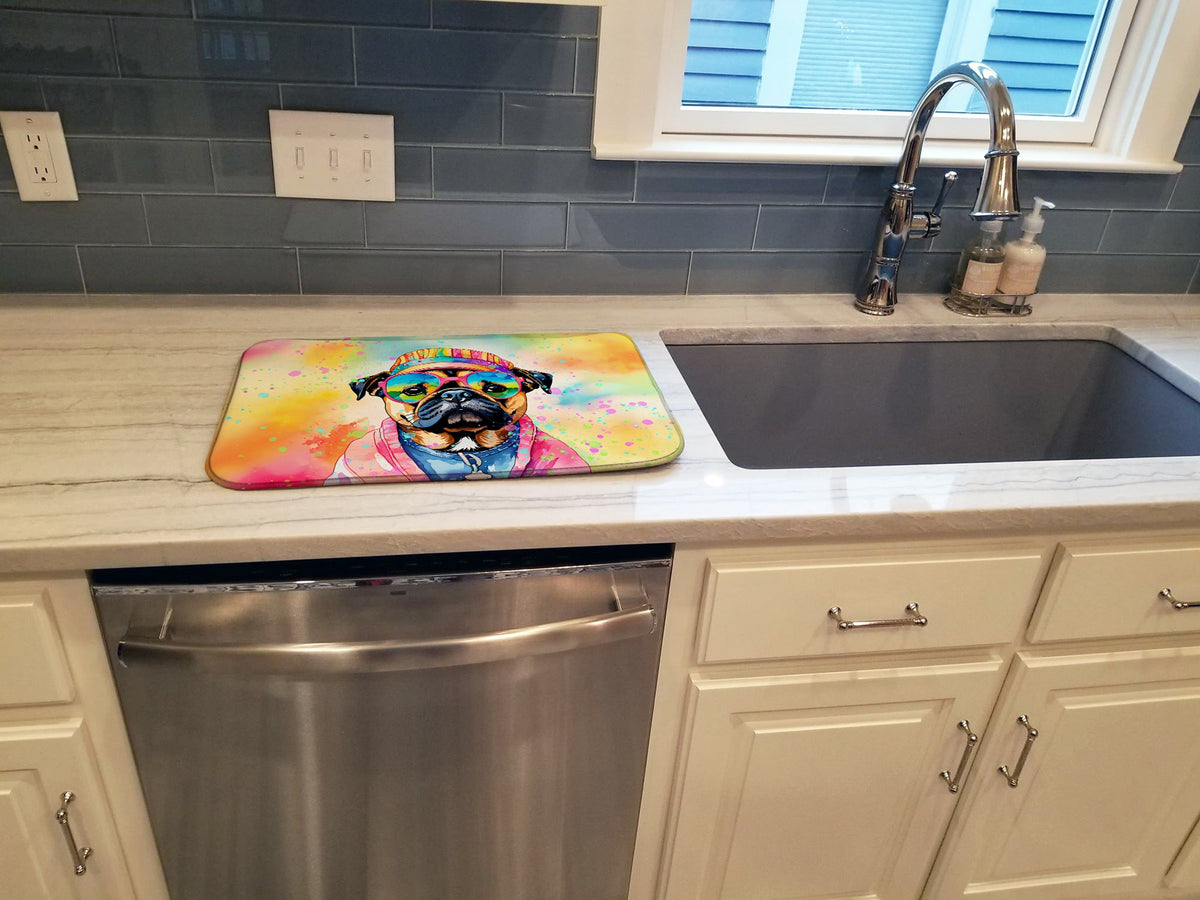 Caroline's Treasures Pug Hippie Dawg Dish Drying Mat