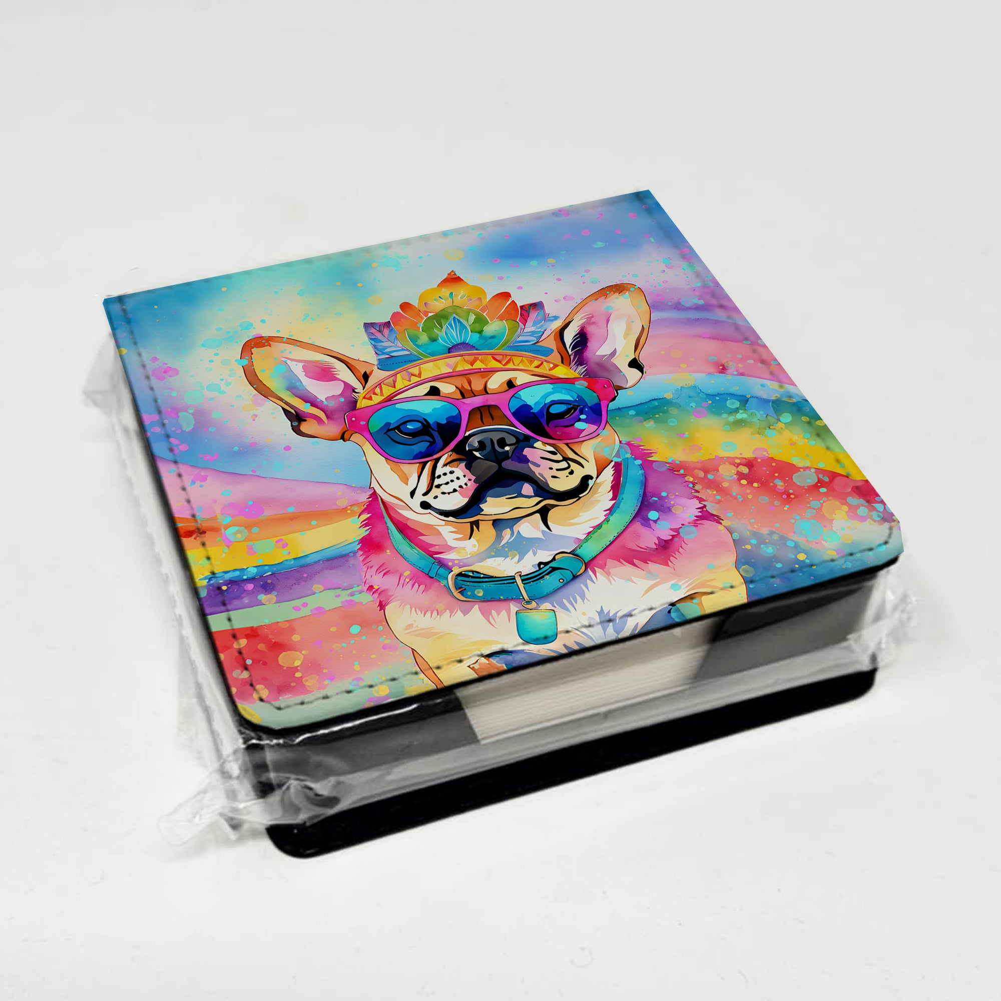 Caroline's Treasures Pug Hippie Dawg PU Leather Note Paper Holder