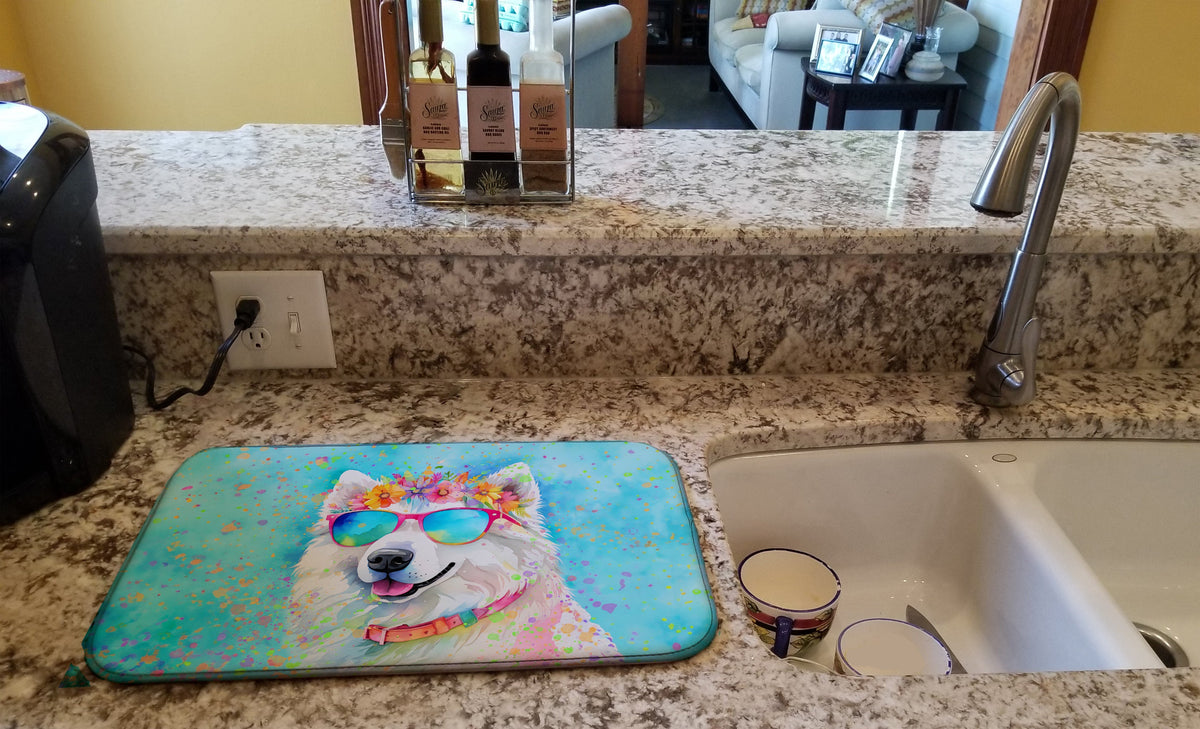 Caroline's Treasures Samoyed Hippie Dawg Dish Drying Mat