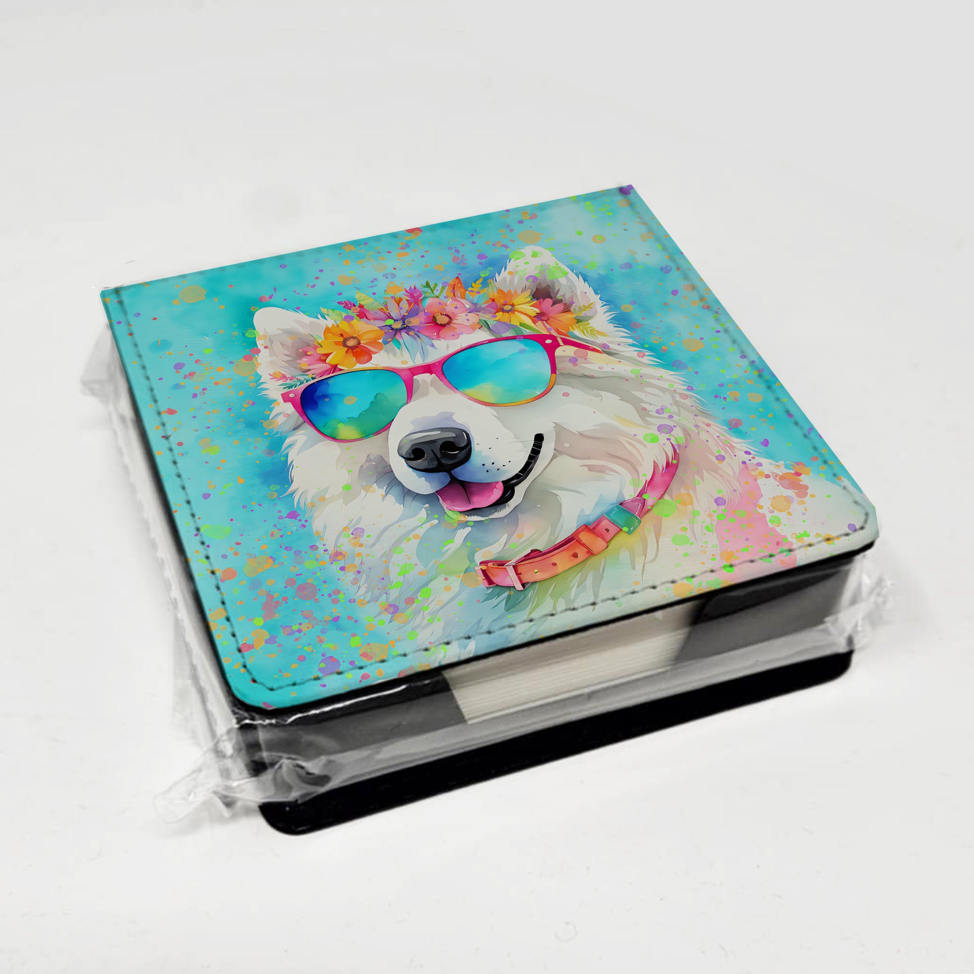 Caroline's Treasures Samoyed Hippie Dawg PU Leather Note Paper Holder
