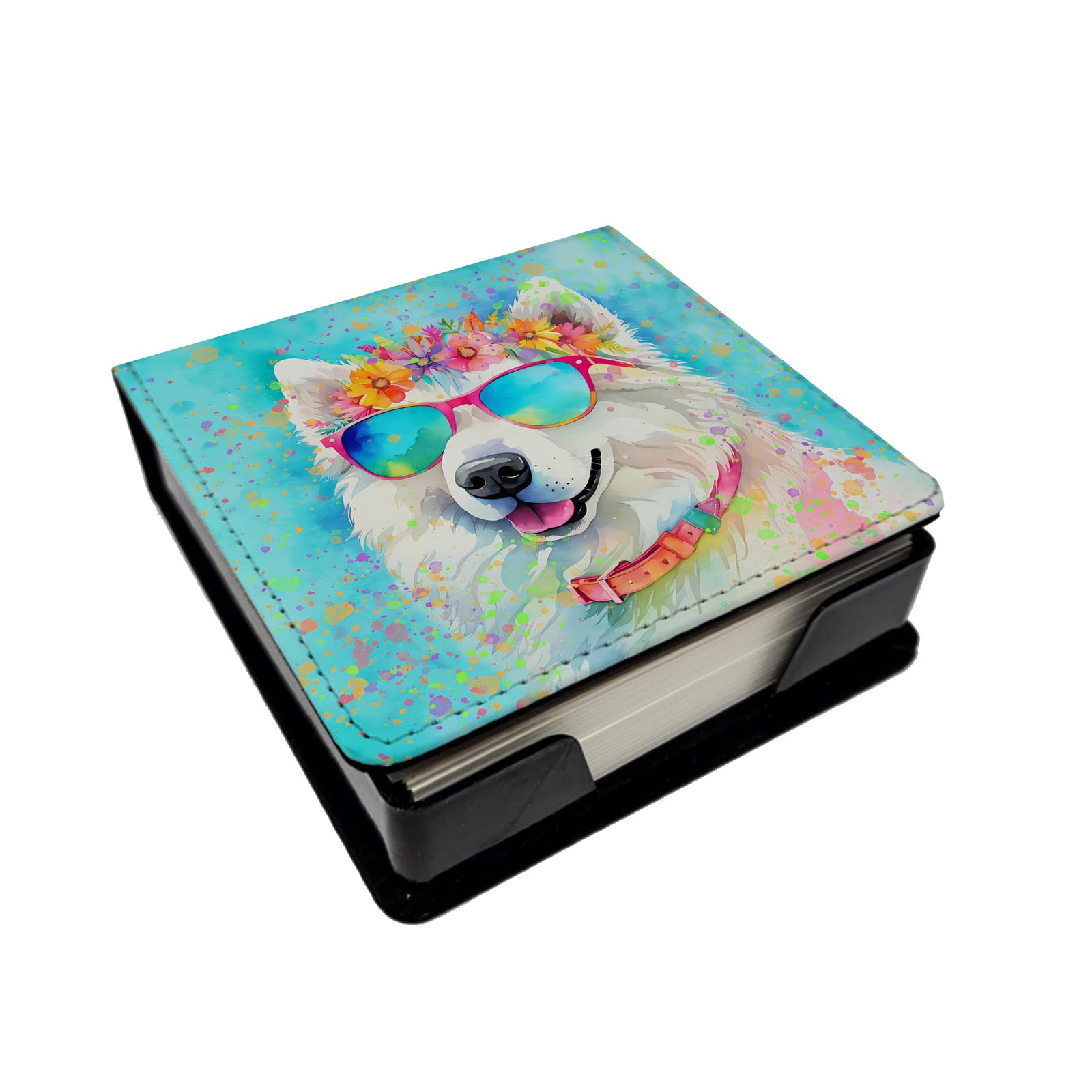 Caroline's Treasures Samoyed Hippie Dawg PU Leather Note Paper Holder