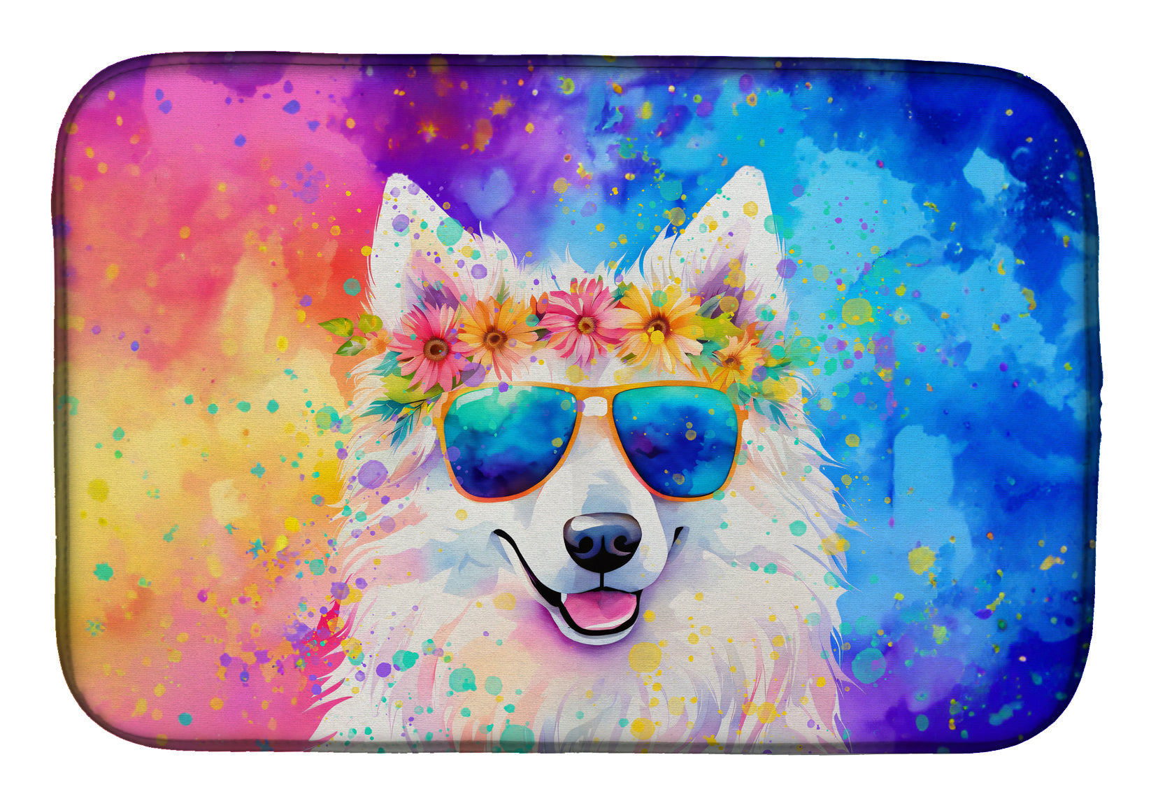 Caroline's Treasures Samoyed Hippie Dawg Dish Drying Mat