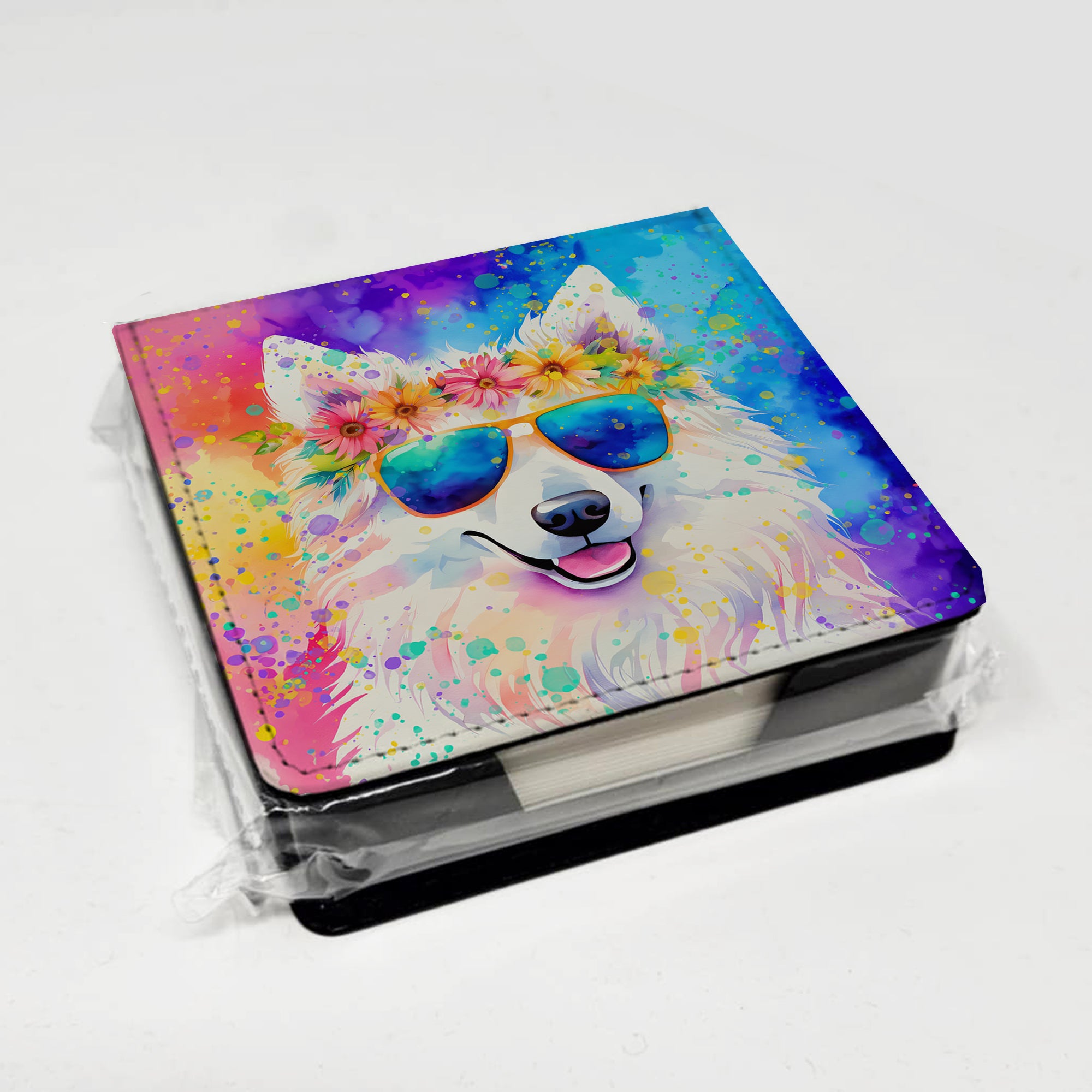 Caroline's Treasures Samoyed Hippie Dawg PU Leather Note Paper Holder