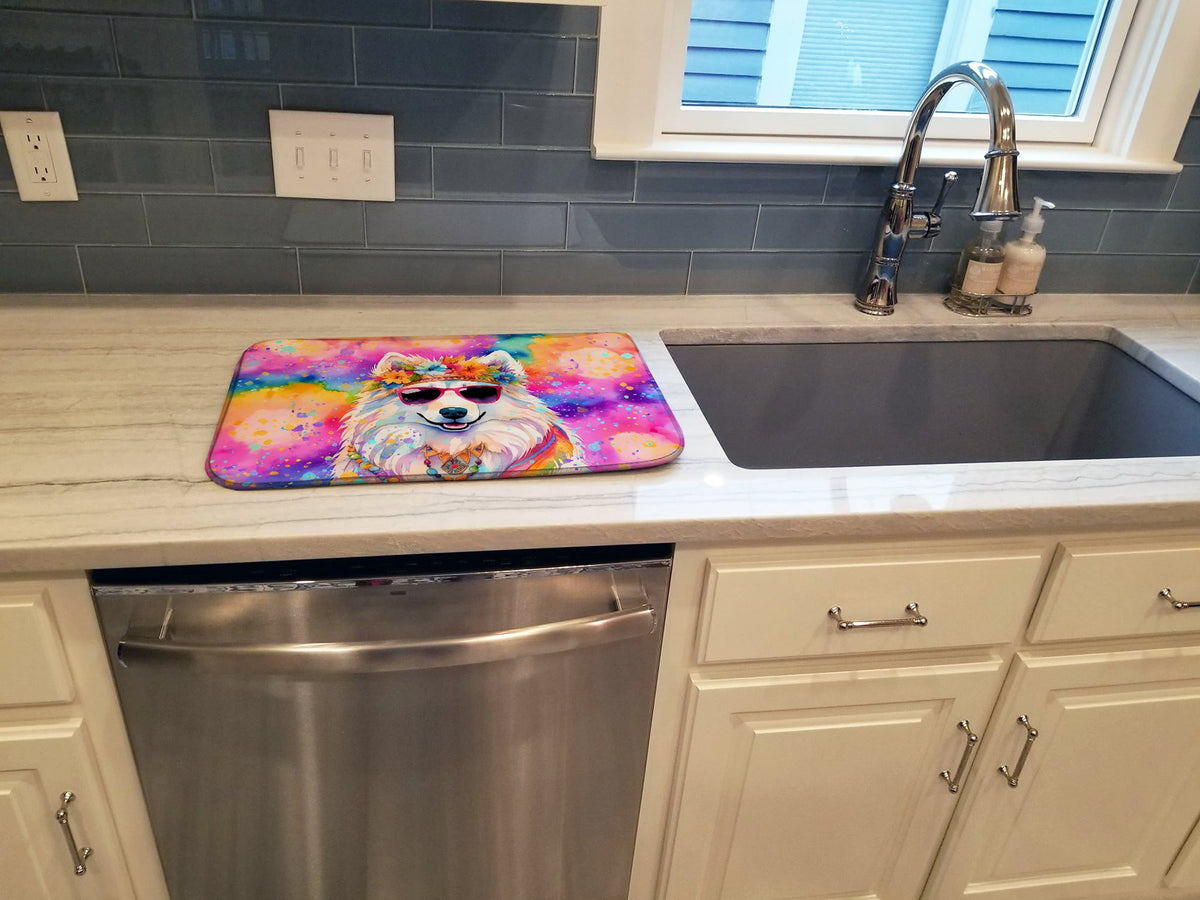 Caroline's Treasures Samoyed Hippie Dawg Dish Drying Mat