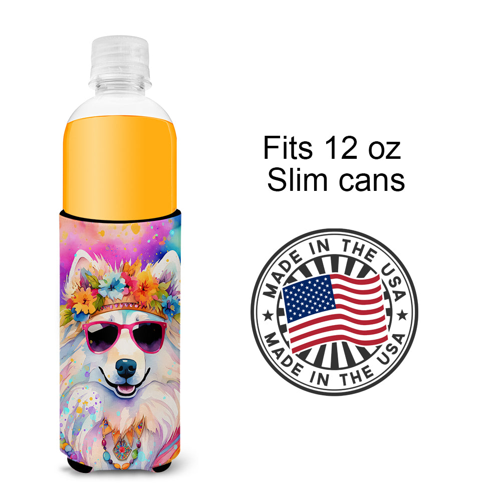 Samoyed Hippie Dawg Hugger for Ultra Slim Cans