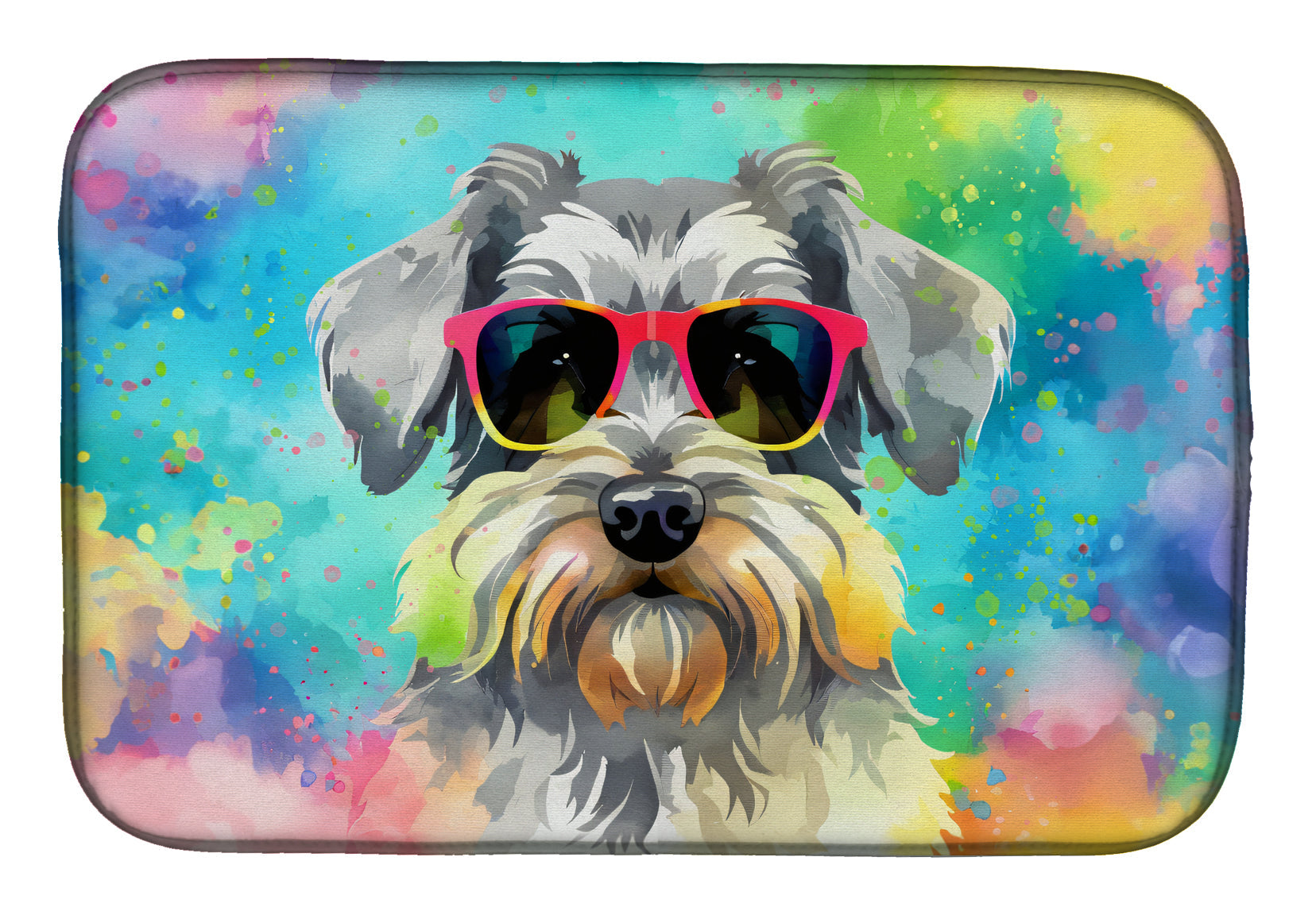 Caroline's Treasures Schnauzer Hippie Dawg Dish Drying Mat