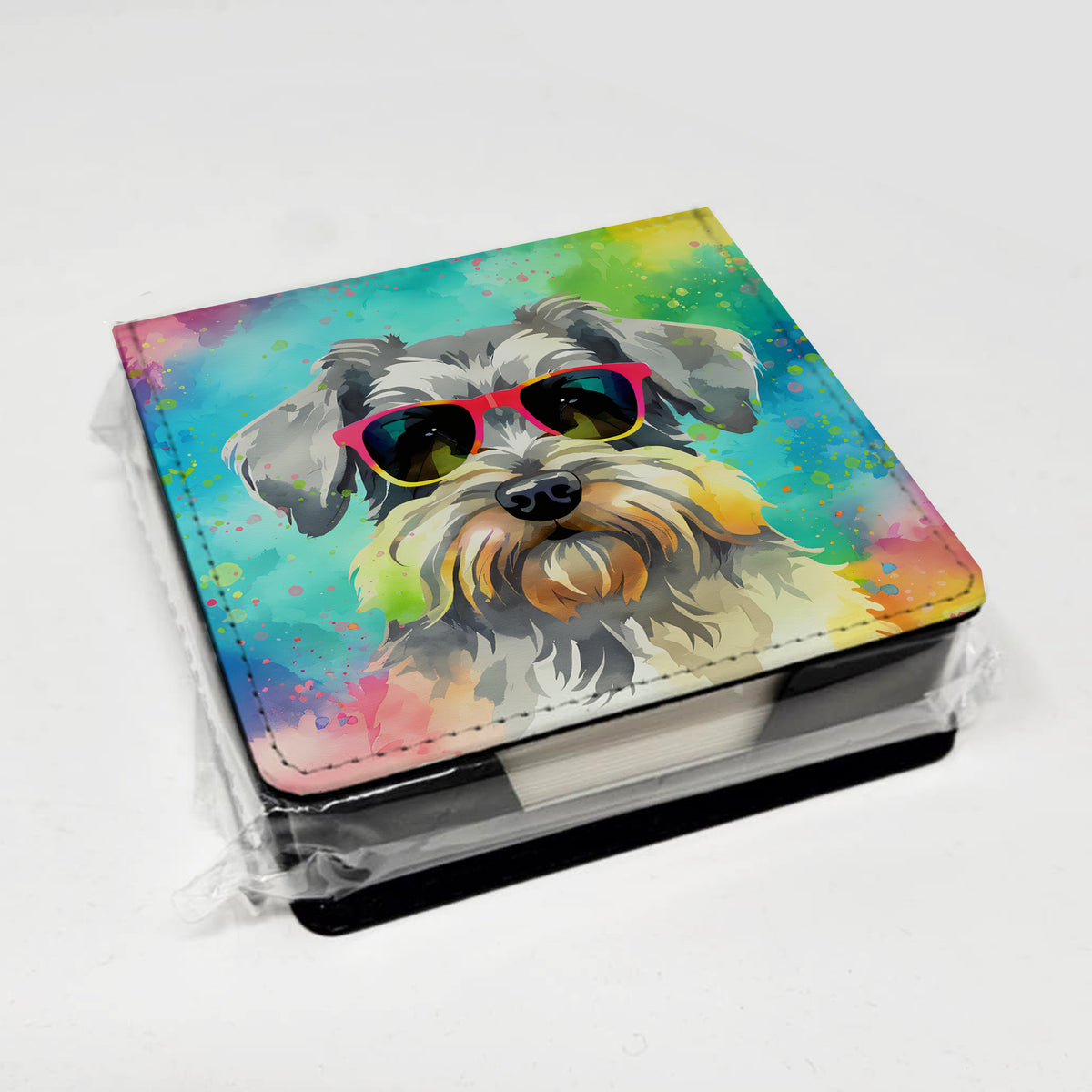 Caroline's Treasures Schnauzer Hippie Dawg PU Leather Note Paper Holder