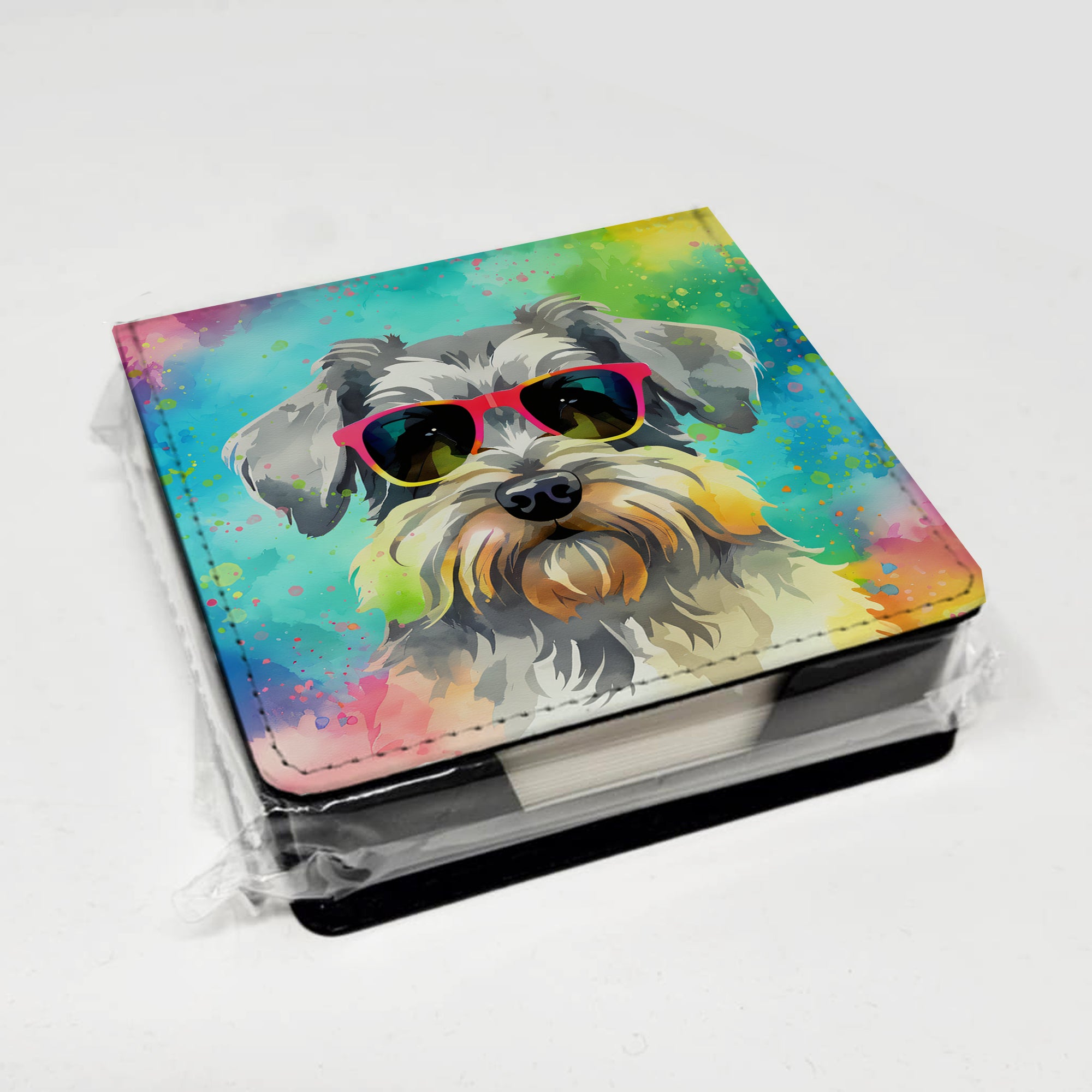 Caroline's Treasures Schnauzer Hippie Dawg PU Leather Note Paper Holder