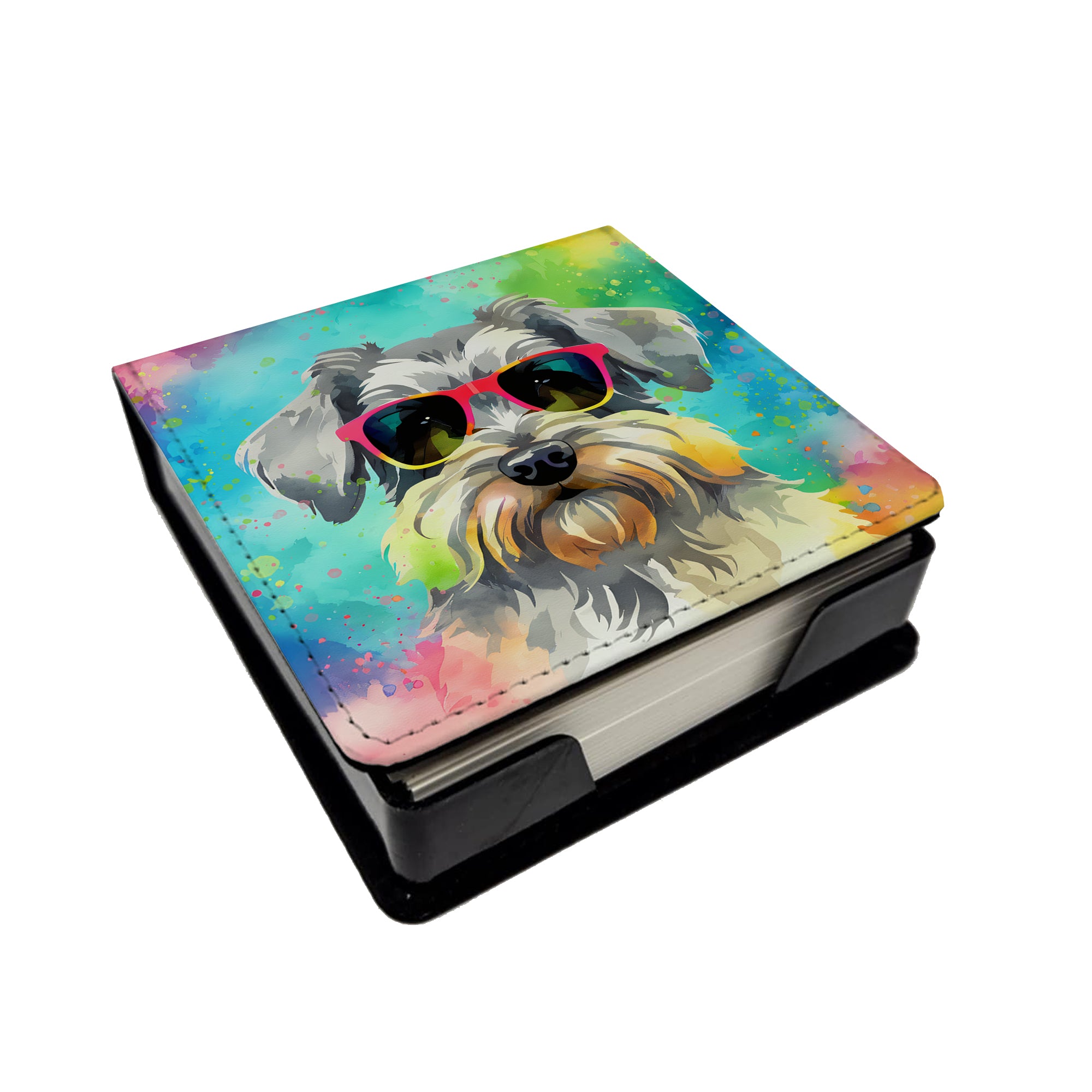 Caroline's Treasures Schnauzer Hippie Dawg PU Leather Note Paper Holder