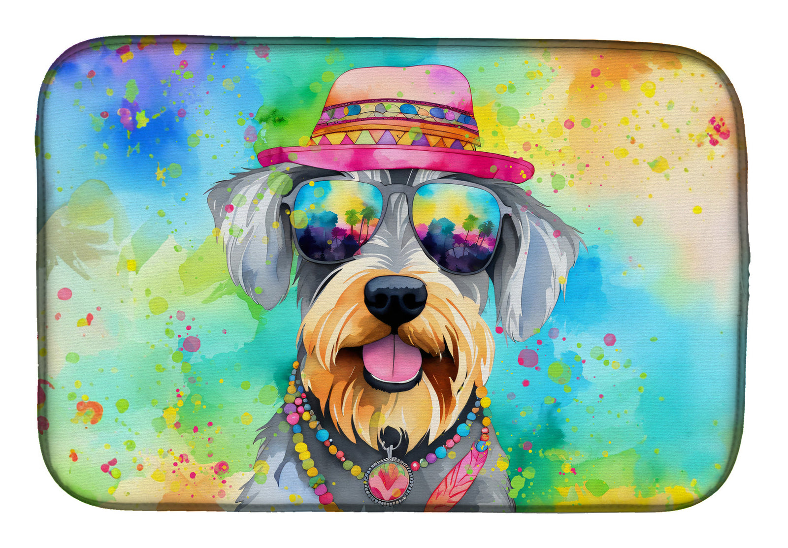 Caroline's Treasures Schnauzer Hippie Dawg Dish Drying Mat
