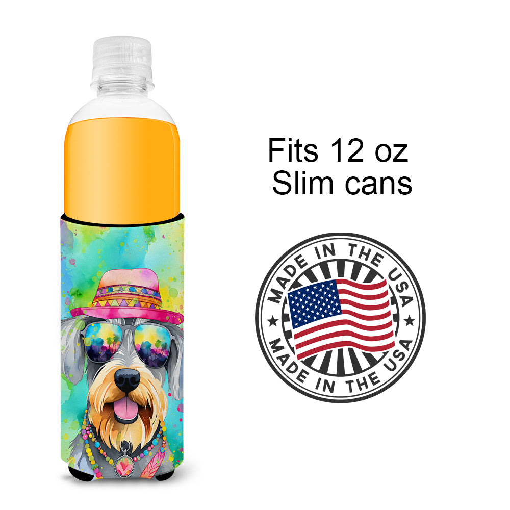 Schnauzer Hippie Dawg Hugger for Ultra Slim Cans