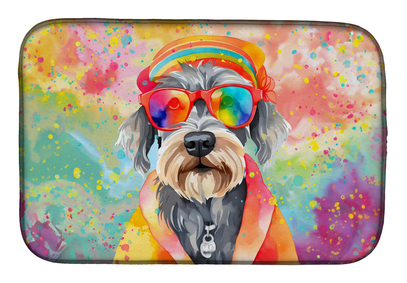 Caroline's Treasures Schnauzer Hippie Dawg Dish Drying Mat