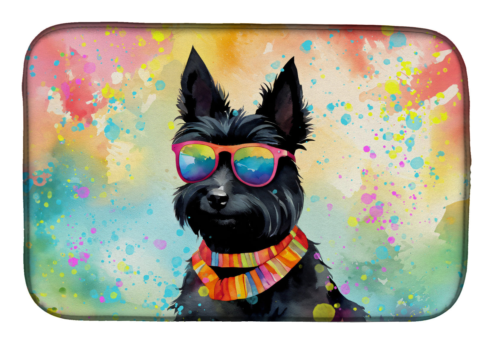 Caroline's Treasures Scottish Terrier Hippie Dawg Dish Drying Mat