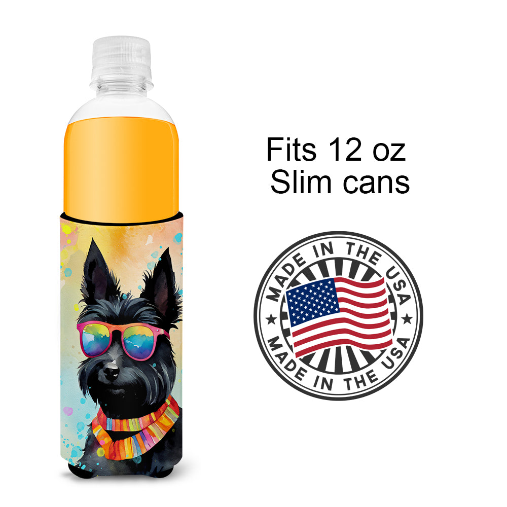 Scottish Terrier Hippie Dawg Hugger for Ultra Slim Cans