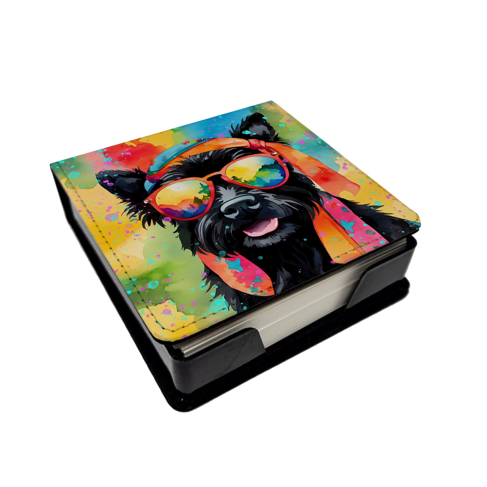 Caroline's Treasures Scottish Terrier Hippie Dawg PU Leather Note Paper Holder