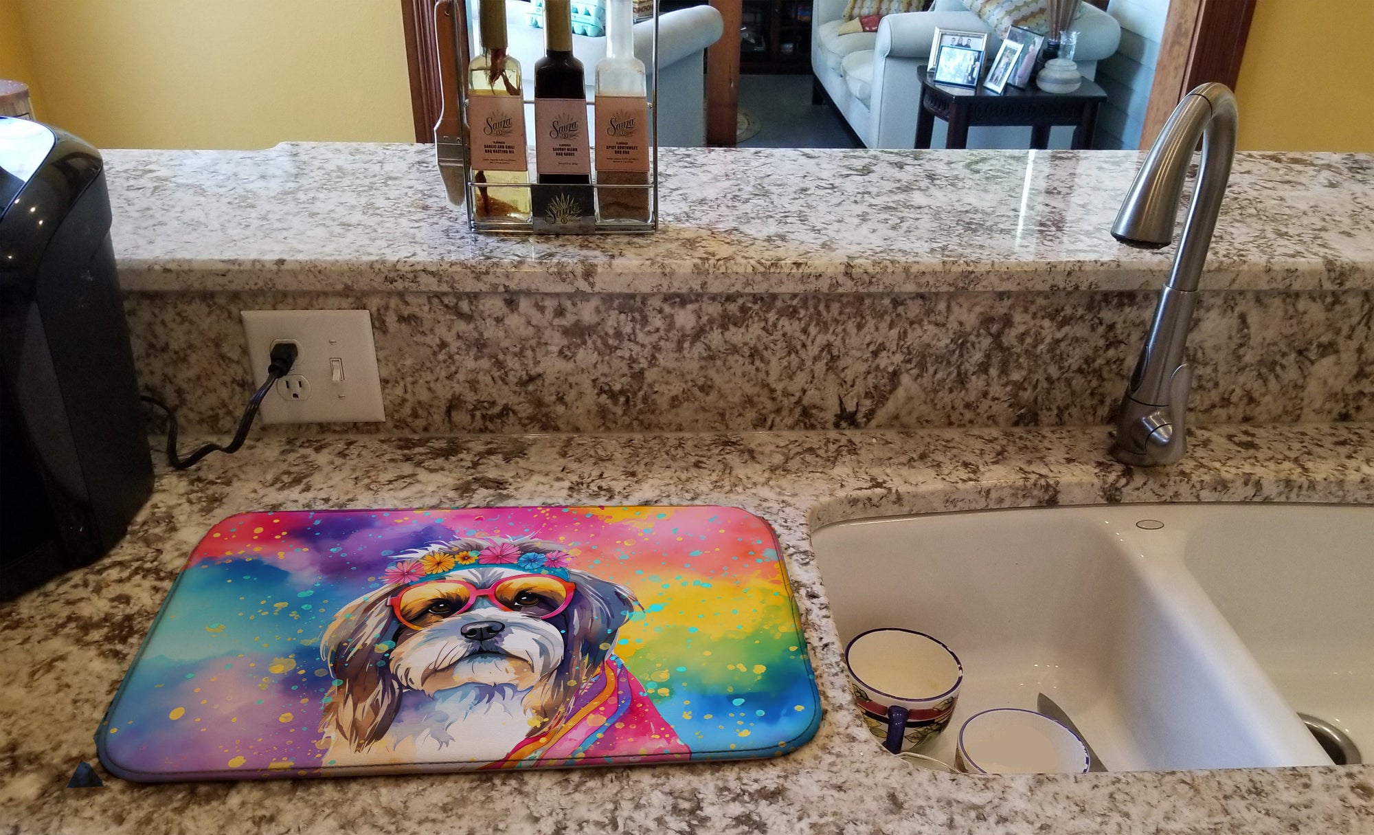 Caroline's Treasures Shih Tzu Hippie Dawg Dish Drying Mat