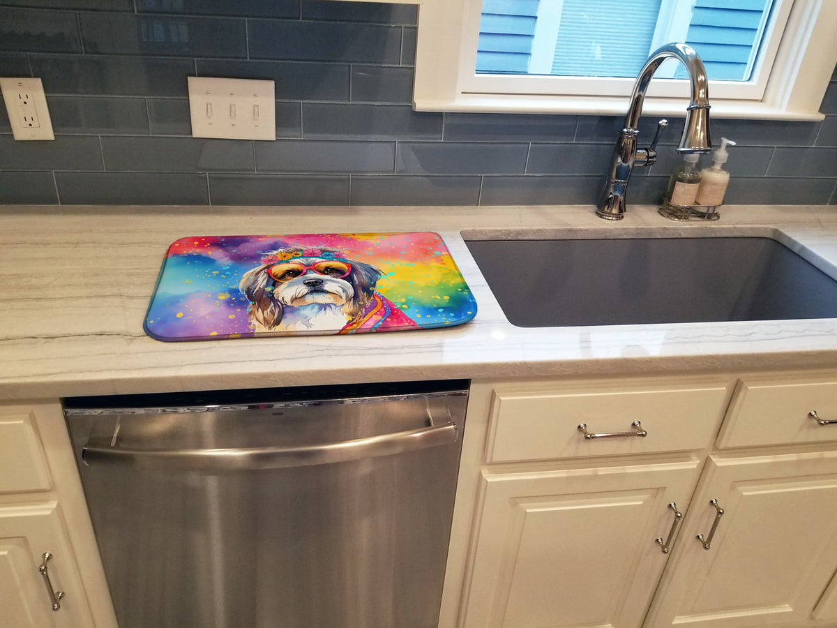 Caroline's Treasures Shih Tzu Hippie Dawg Dish Drying Mat