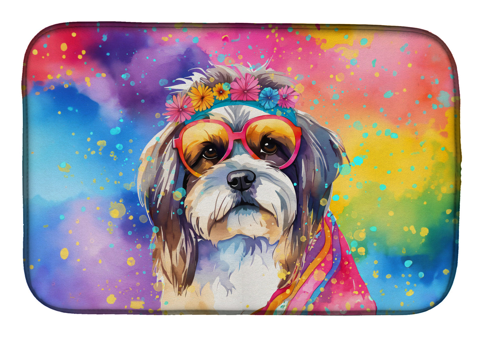 Caroline's Treasures Shih Tzu Hippie Dawg Dish Drying Mat