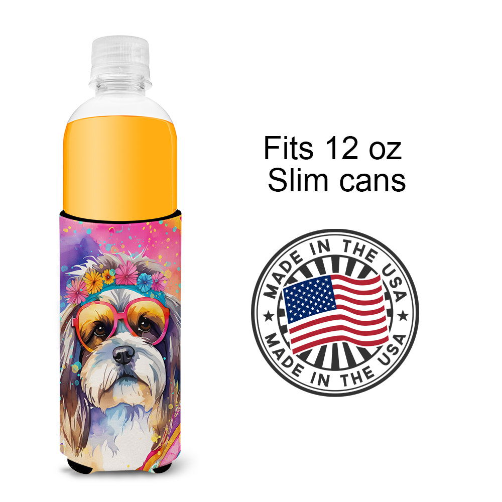 Shih Tzu Hippie Dawg Hugger for Ultra Slim Cans
