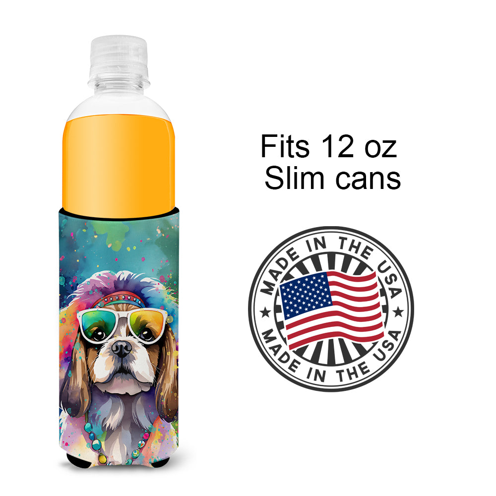 Shih Tzu Hippie Dawg Hugger for Ultra Slim Cans