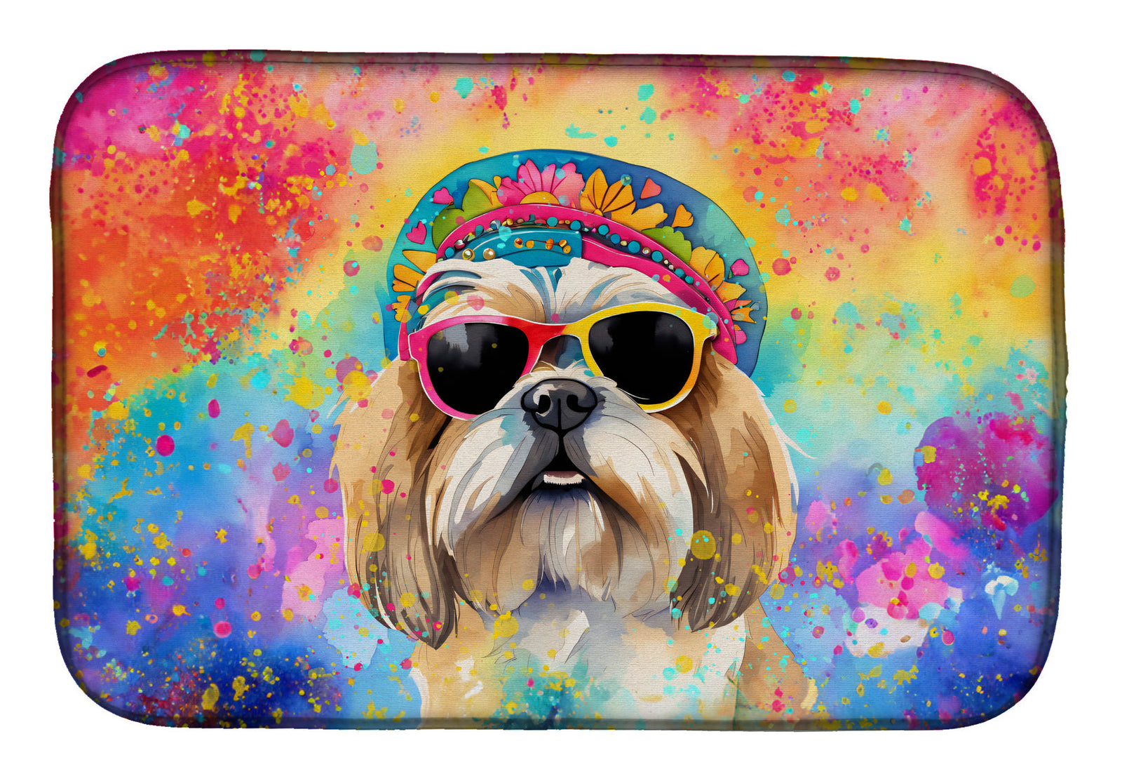 Caroline's Treasures Shih Tzu Hippie Dawg Dish Drying Mat