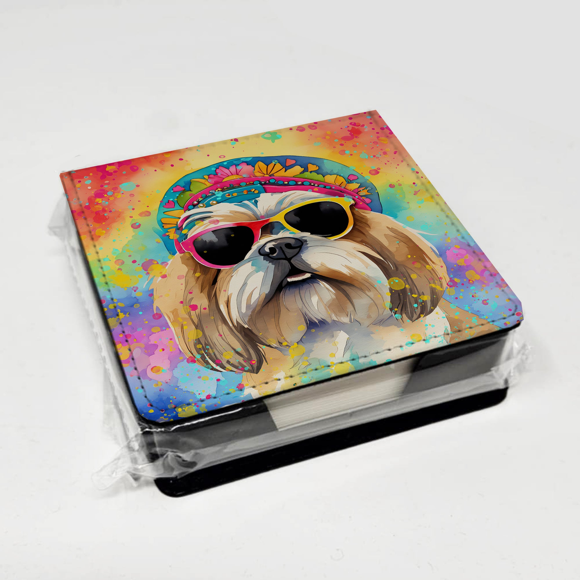 Caroline's Treasures Shih Tzu Hippie Dawg PU Leather Note Paper Holder