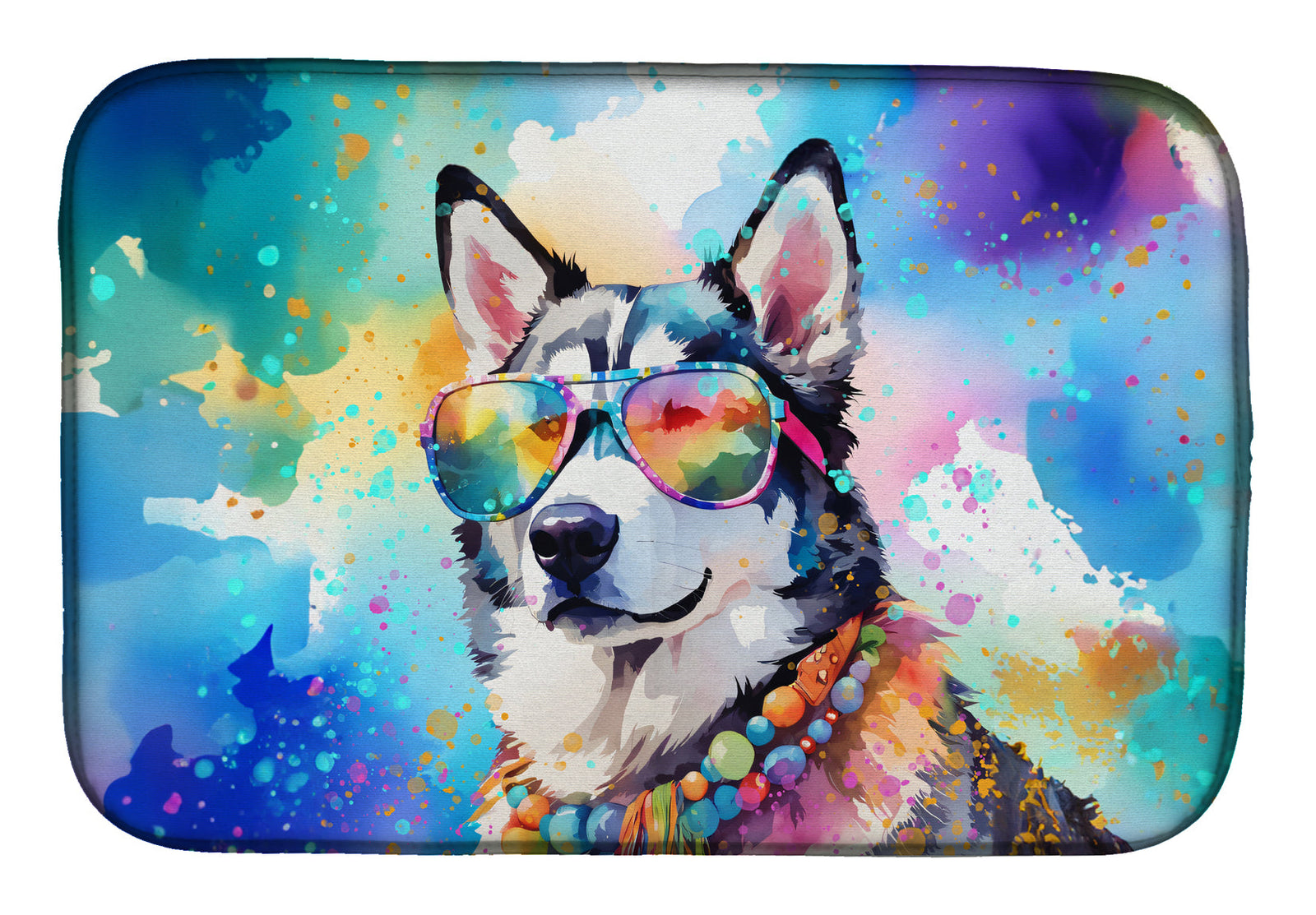 Caroline's Treasures Siberian Husky Hippie Dawg Dish Drying Mat