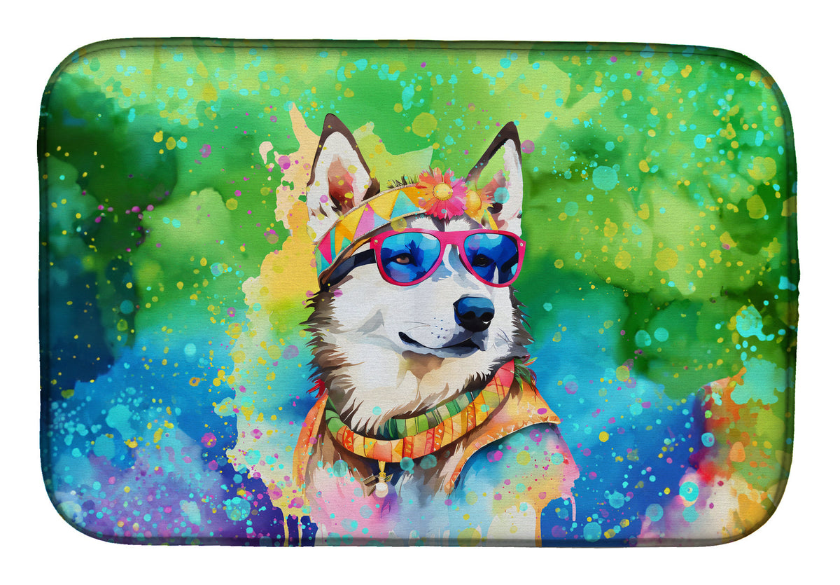 Caroline's Treasures Siberian Husky Hippie Dawg Dish Drying Mat
