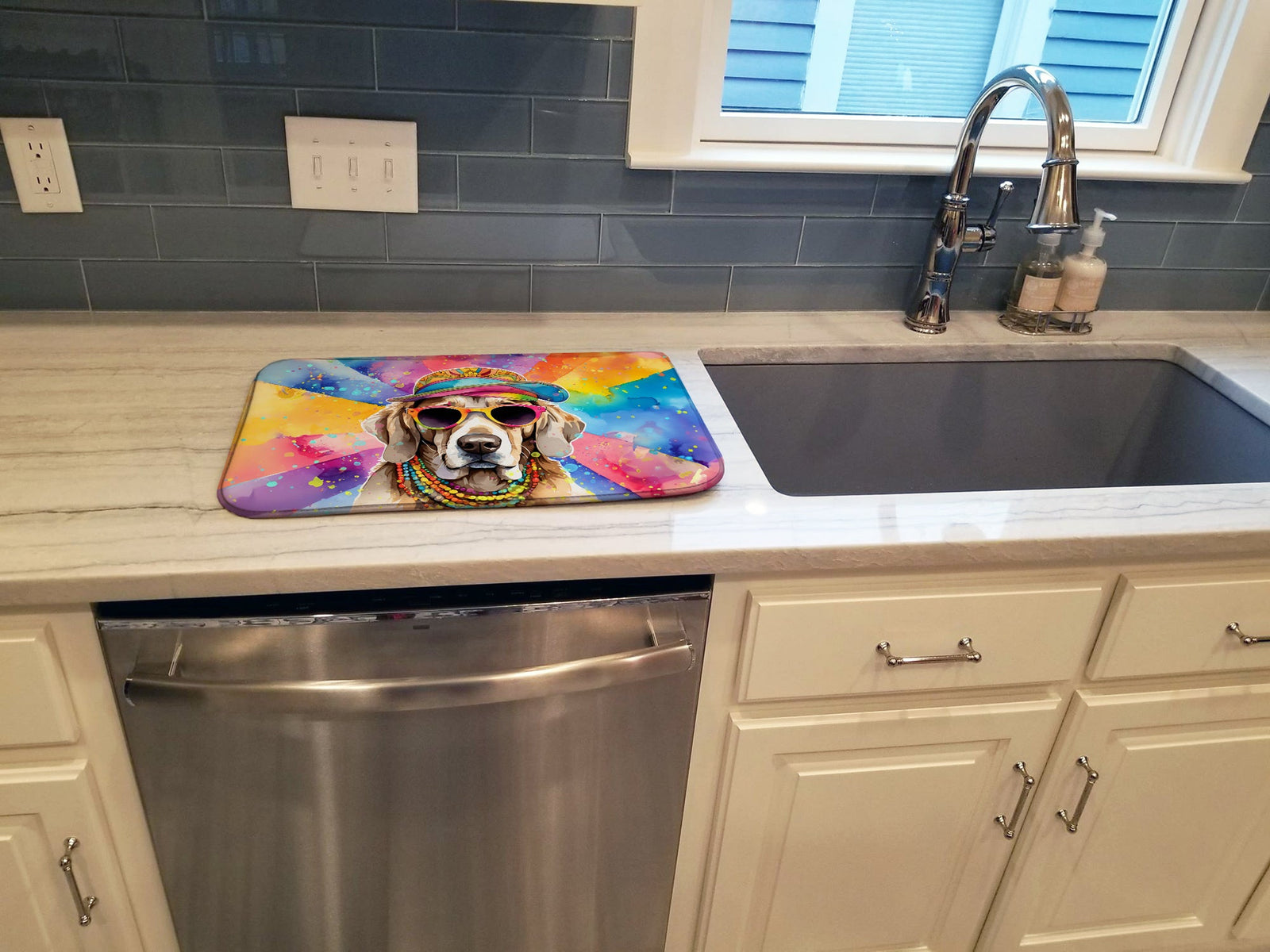 Caroline's Treasures Weimaraner Hippie Dawg Dish Drying Mat