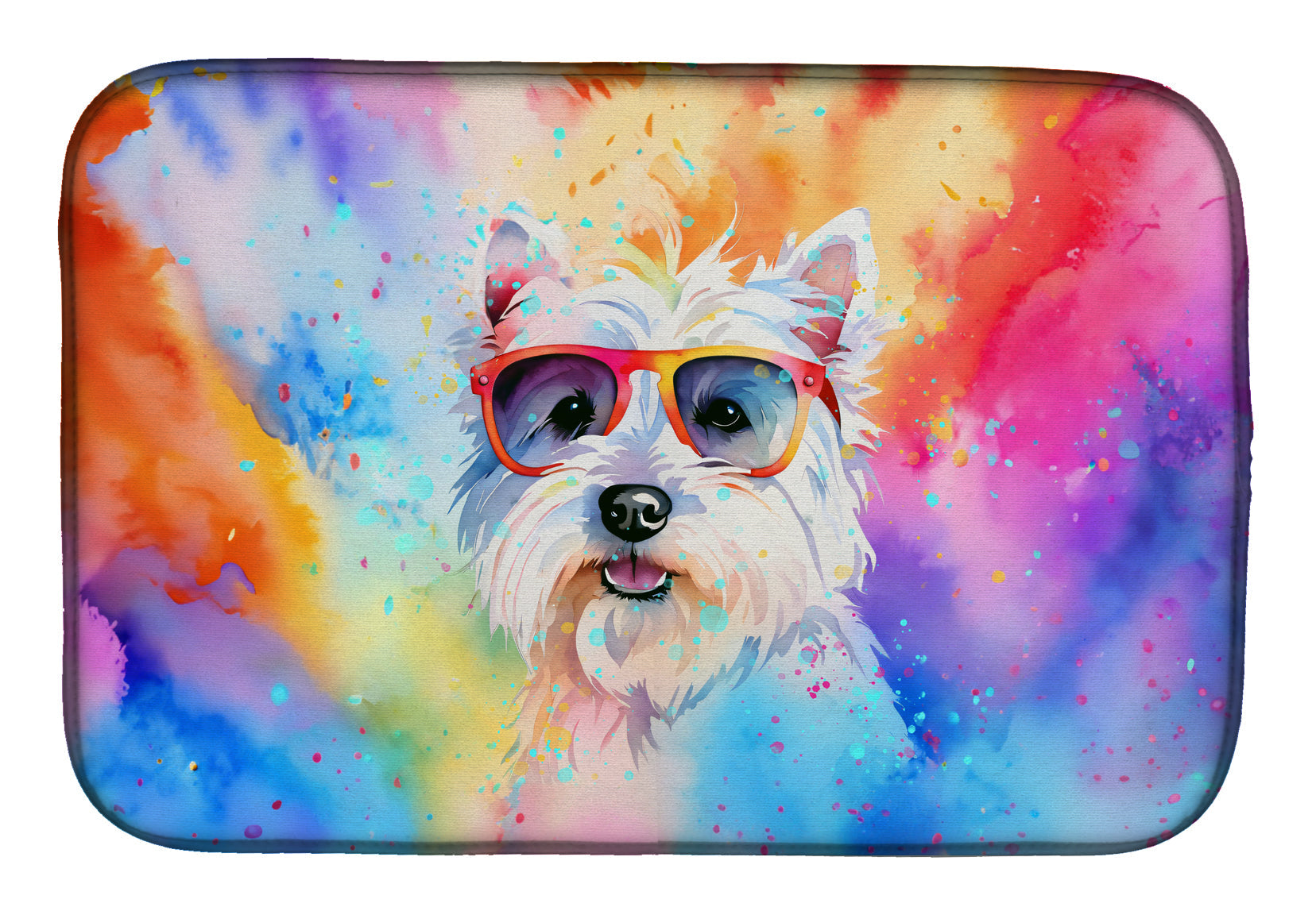 Caroline's Treasures Westie Hippie Dawg Dish Drying Mat
