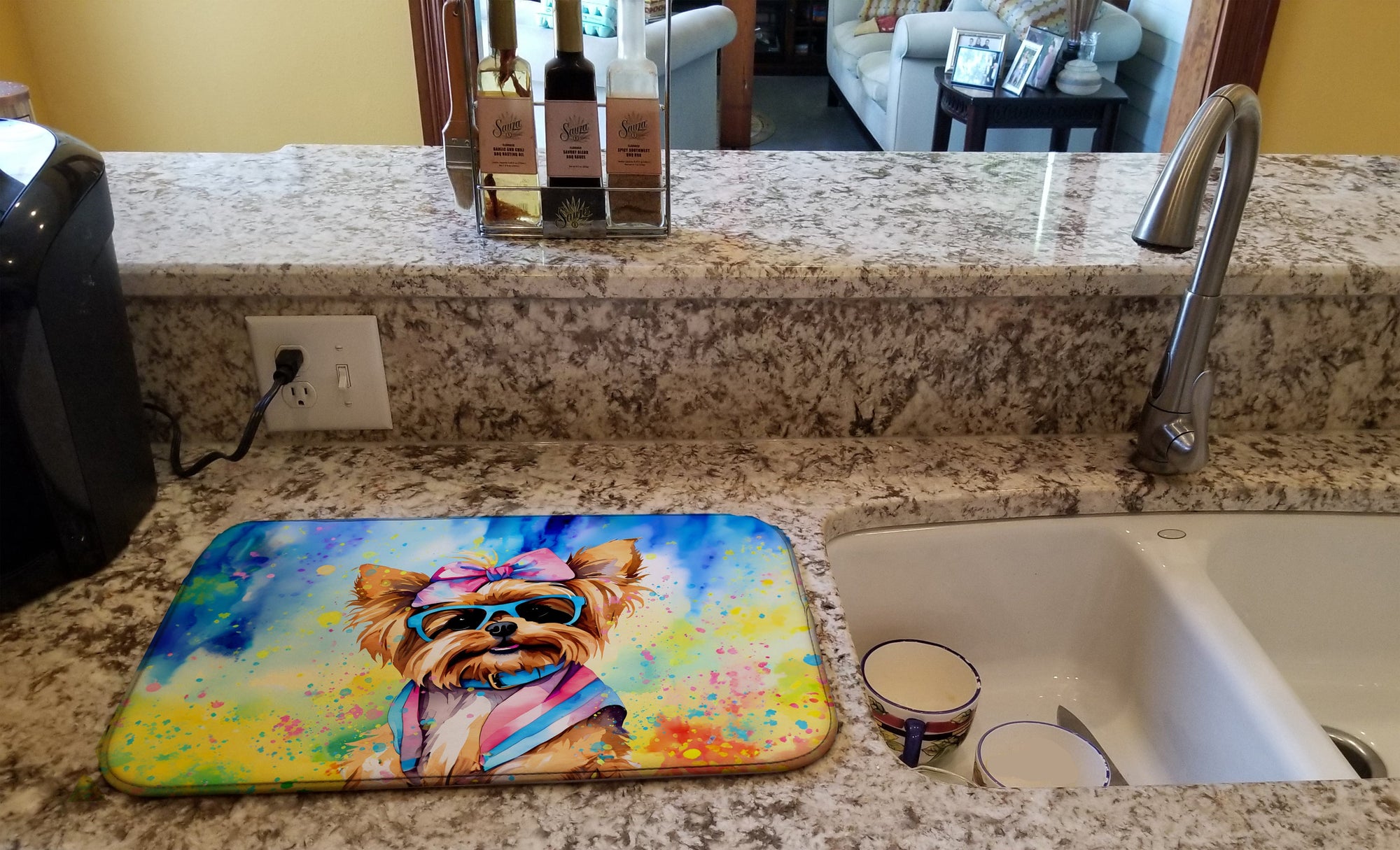 Caroline's Treasures Yorkshire Terrier Hippie Dawg Dish Drying Mat