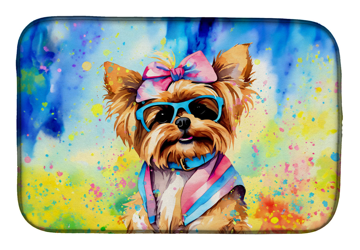 Caroline's Treasures Yorkshire Terrier Hippie Dawg Dish Drying Mat