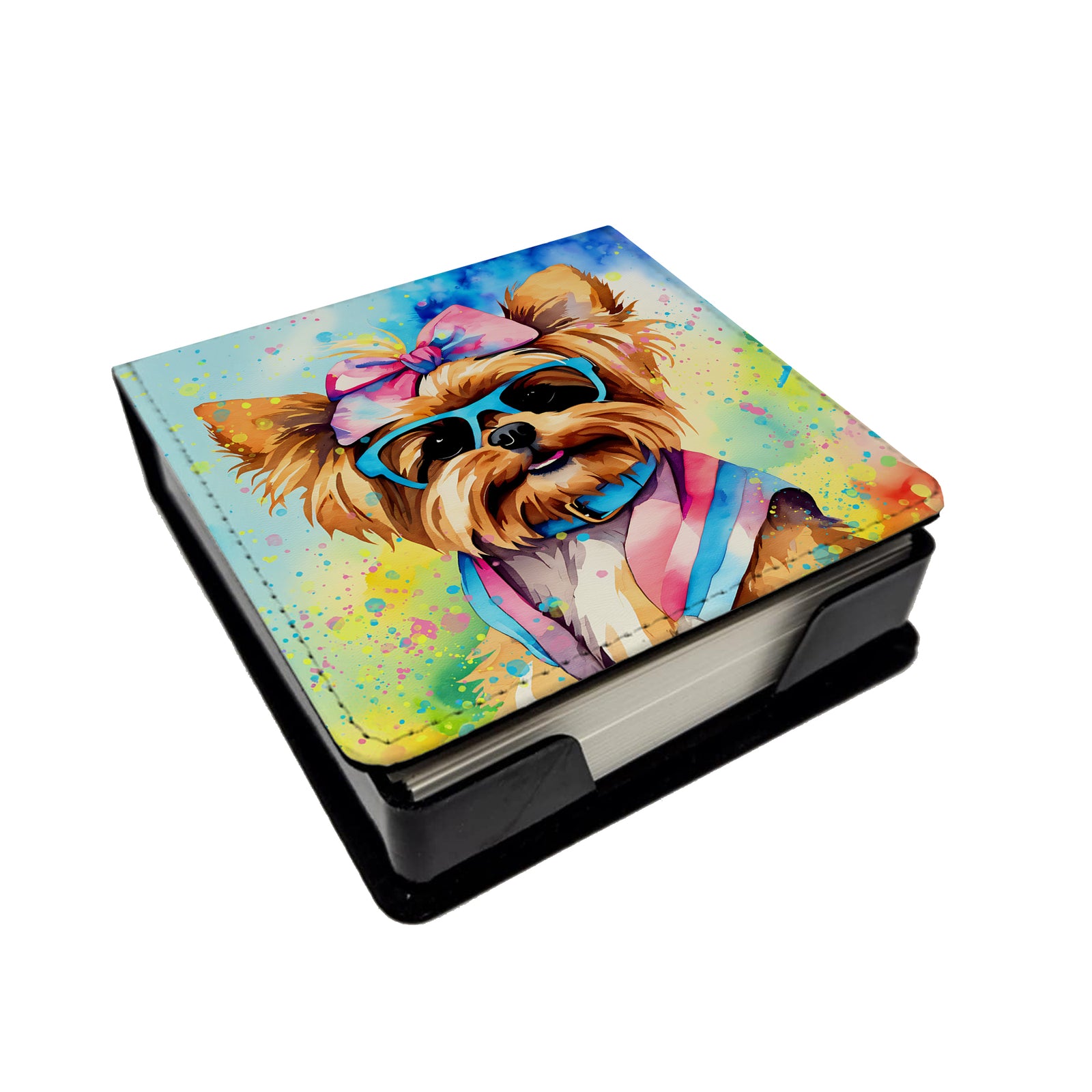Caroline's Treasures Yorkshire Terrier Hippie Dawg PU Leather Note Paper Holder