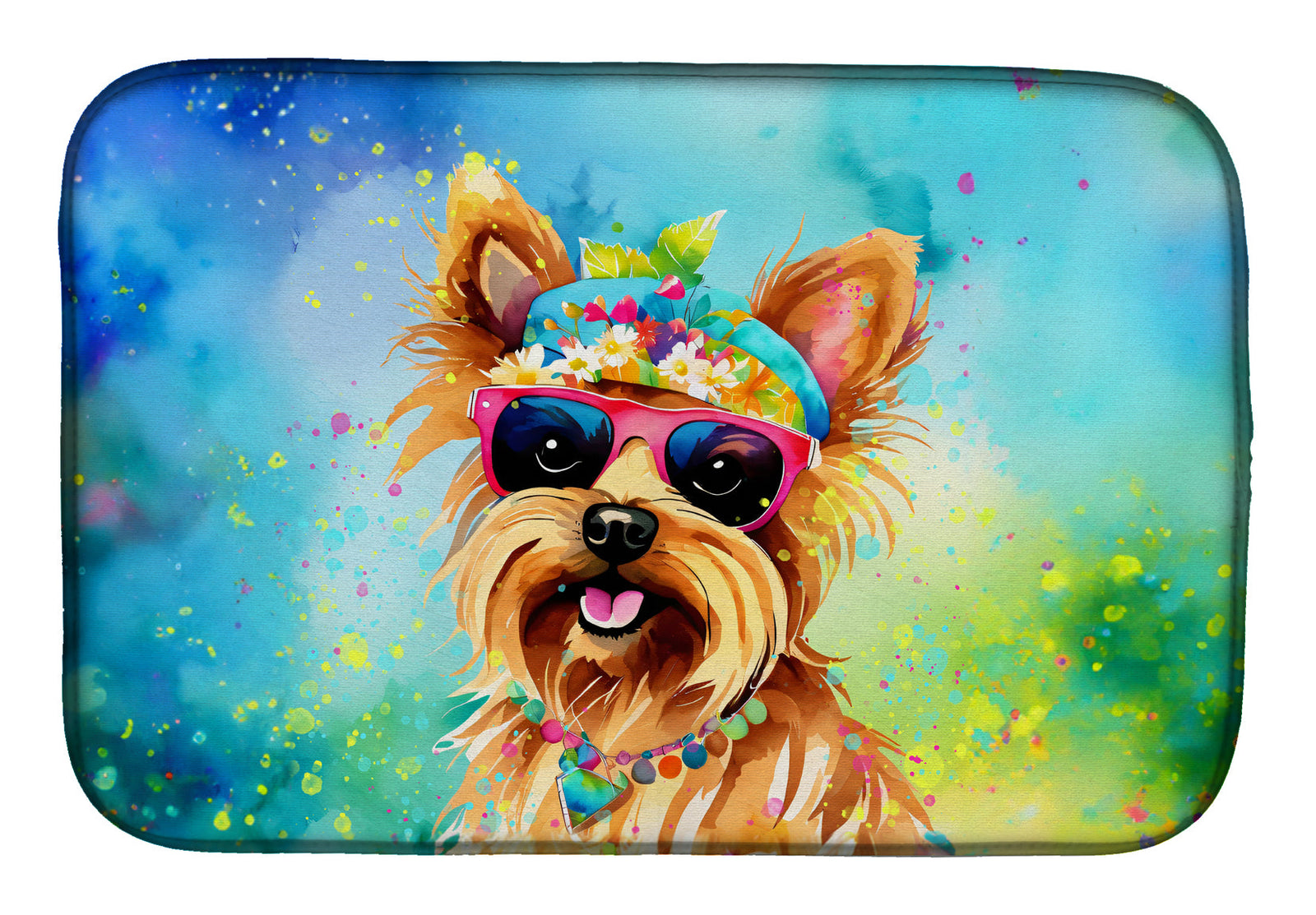 Caroline's Treasures Yorkshire Terrier Hippie Dawg Dish Drying Mat
